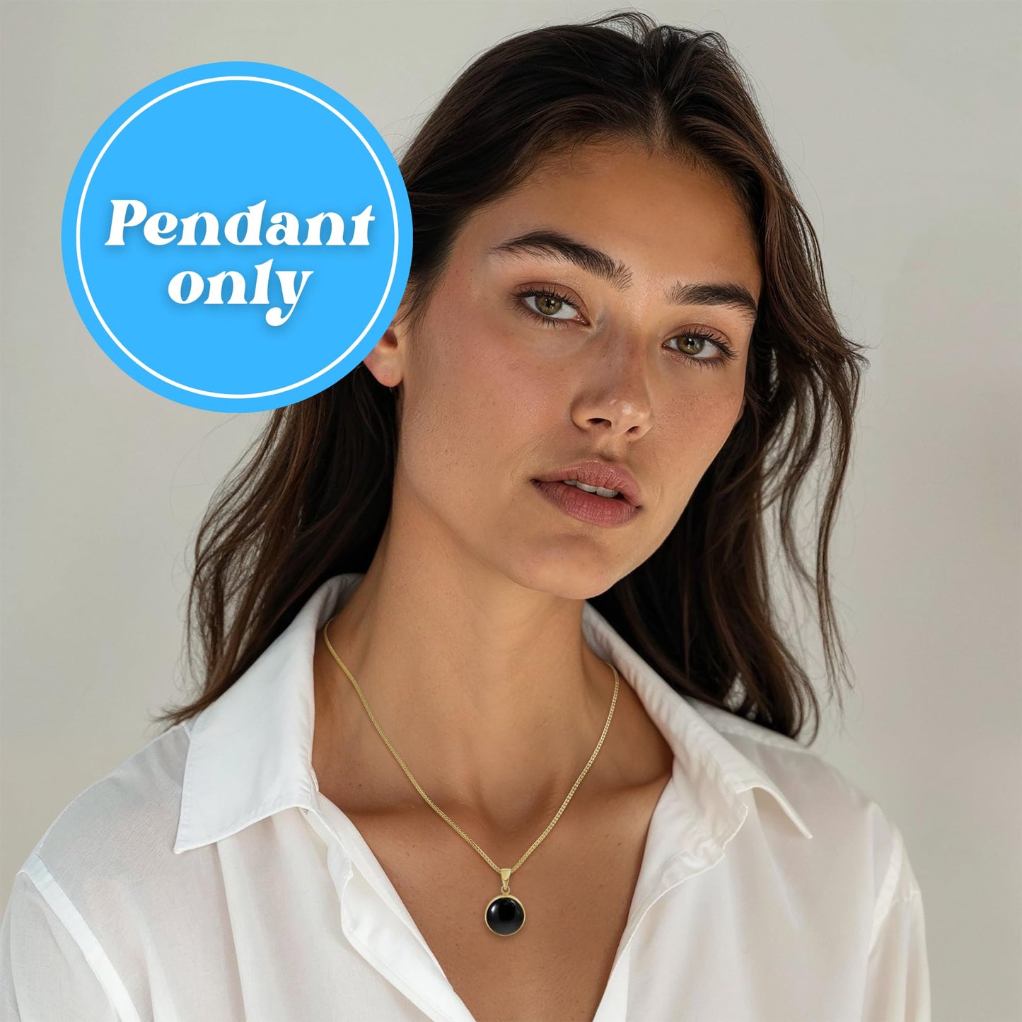 14K Gold Onyx Pendant - 14K Solid Yellow Gold Pendant, Dainty 12mm Round Black Onyx Gemstone, December Birthstone Handmade Minimalist Jewelry, Leo Star Sign Birthday Gift for Classy Women
