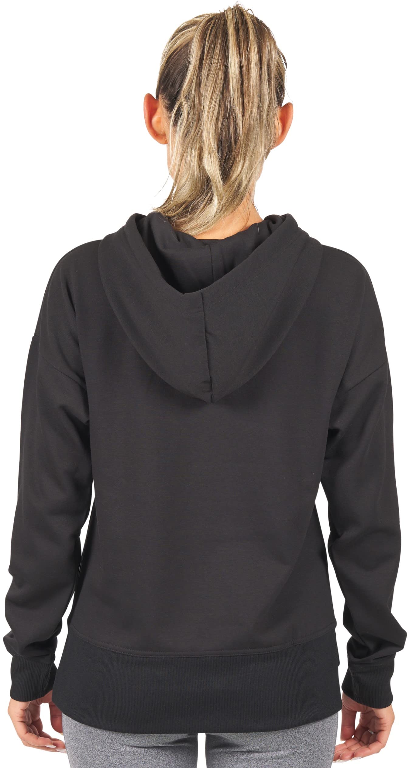 Nautica Competition Women's Active French Terry Pullover Sweatshirt Hoodie W/Pockets (Large, Black 2)