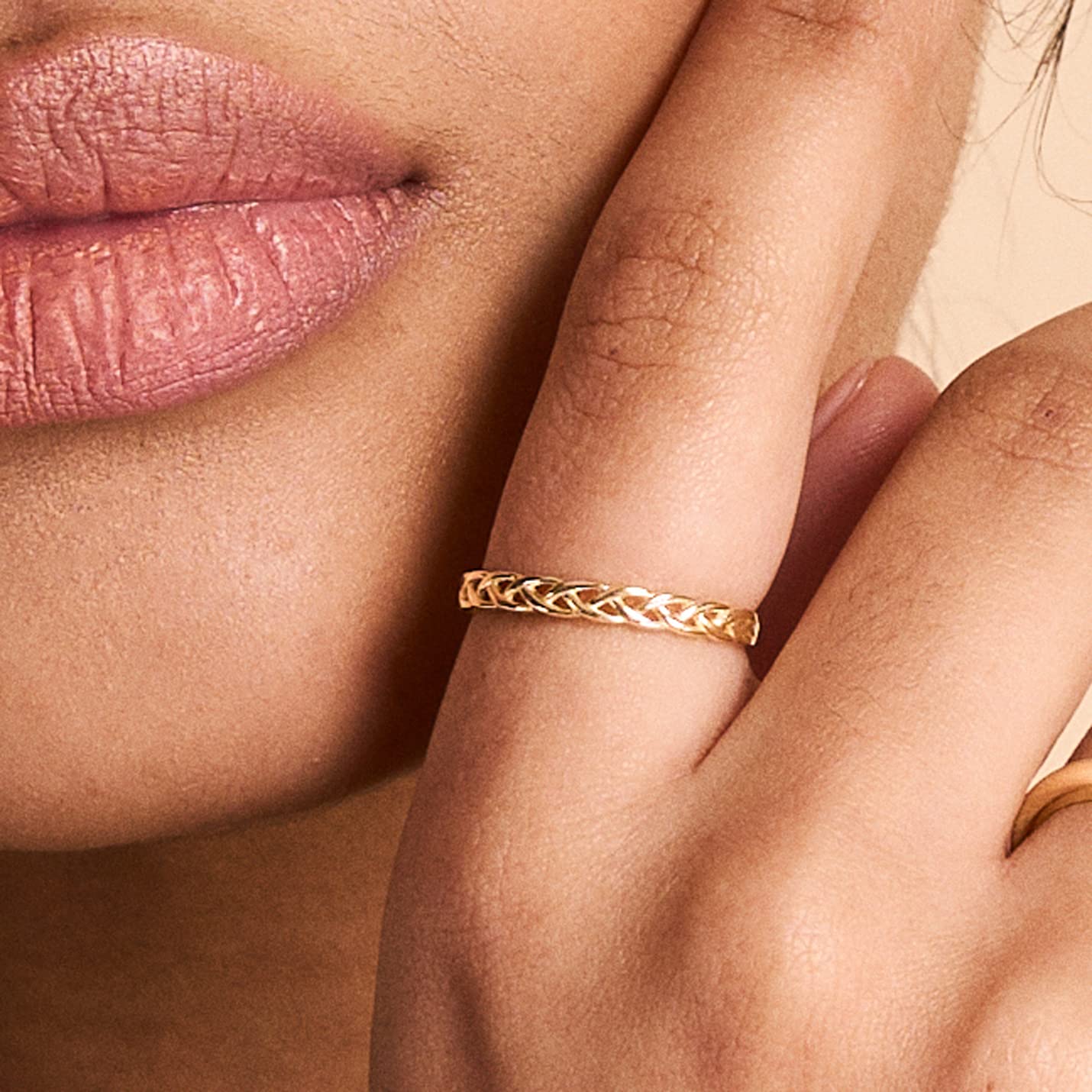 GELIN 14k Solid Gold Stackable Ring for Women - Size 5