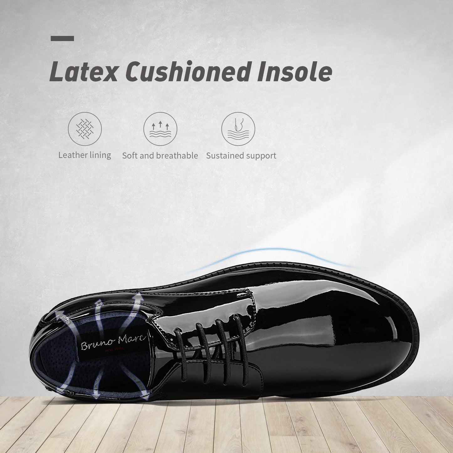 Bruno Marc Men's Downing-02 Black Pat Leather Lined Dress Oxford Shoes Classic Lace Up Formal Size 9.5 M US