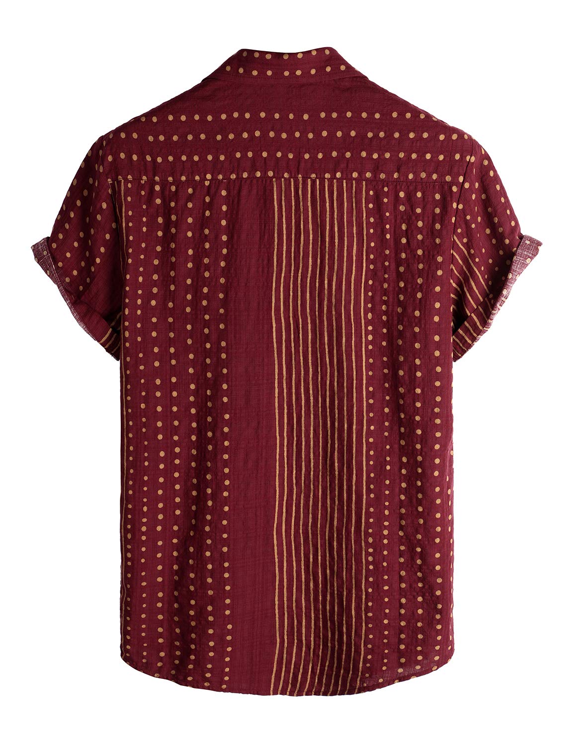 VATPAVE Mens Casual Short Sleeve Button Down Shirts Regular Fit Hawaiian Summer Shirts Large WineRed