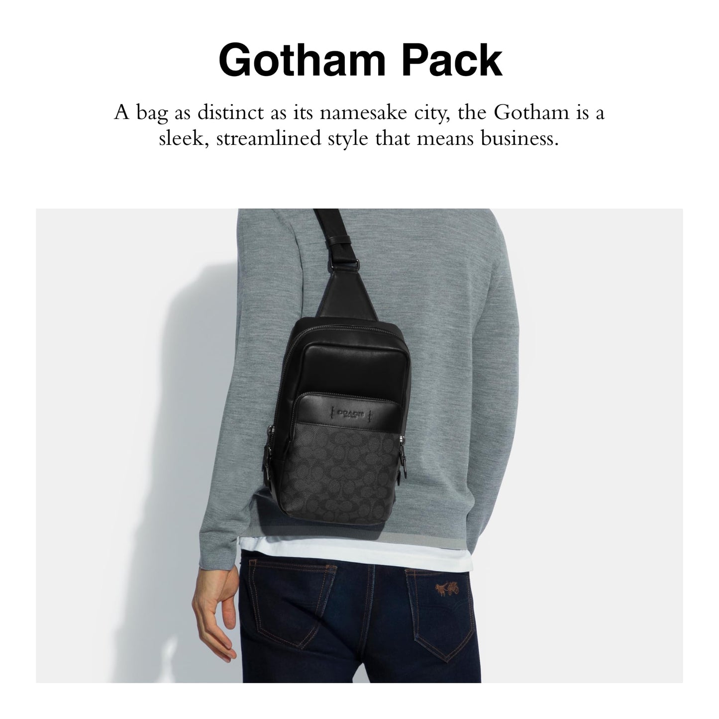 COACH Mens Signature Gotham Pack, Ji/Charcoal/Black