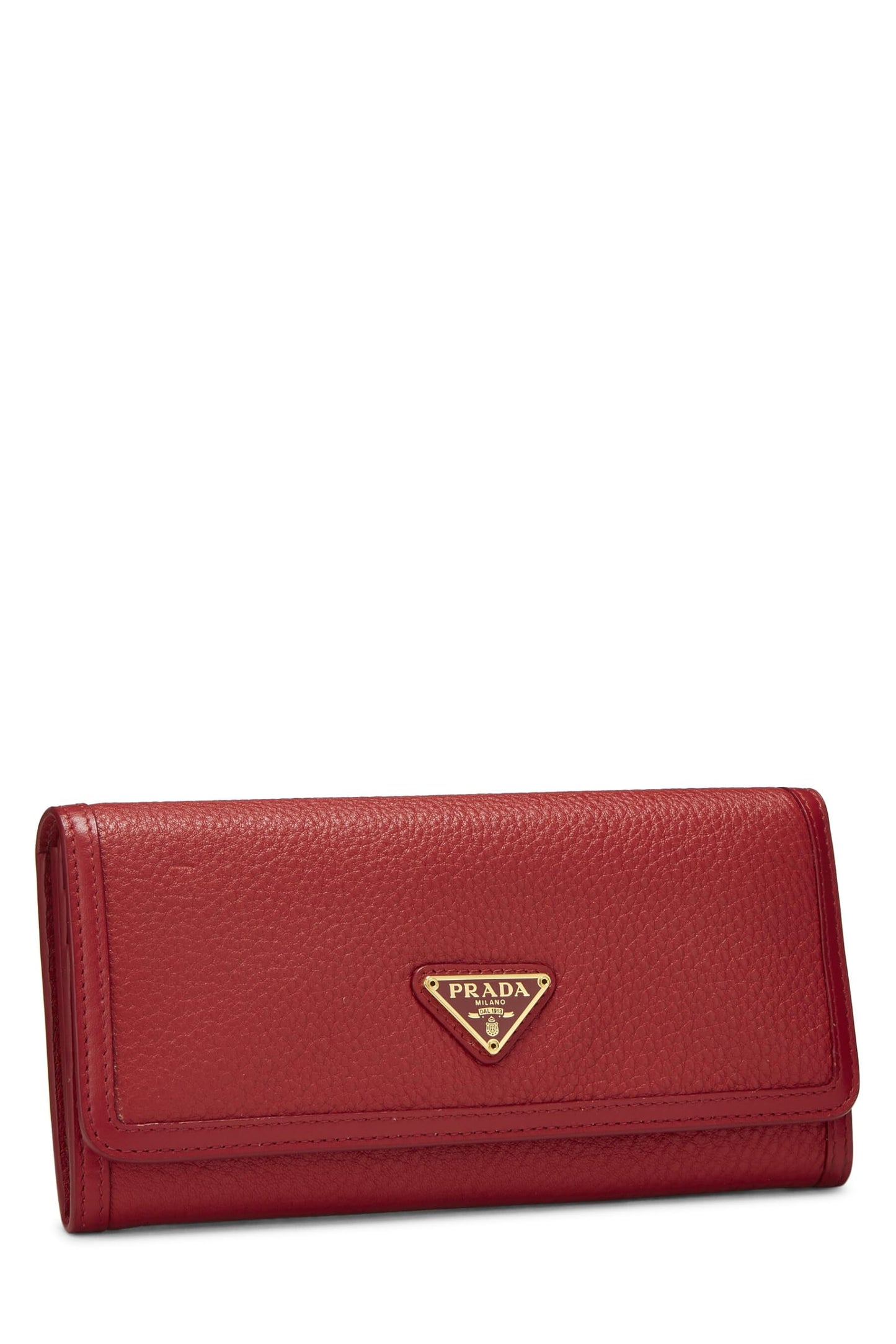 Prada, Pre-Loved Red Vitello Daino Contintental Wallet, Red