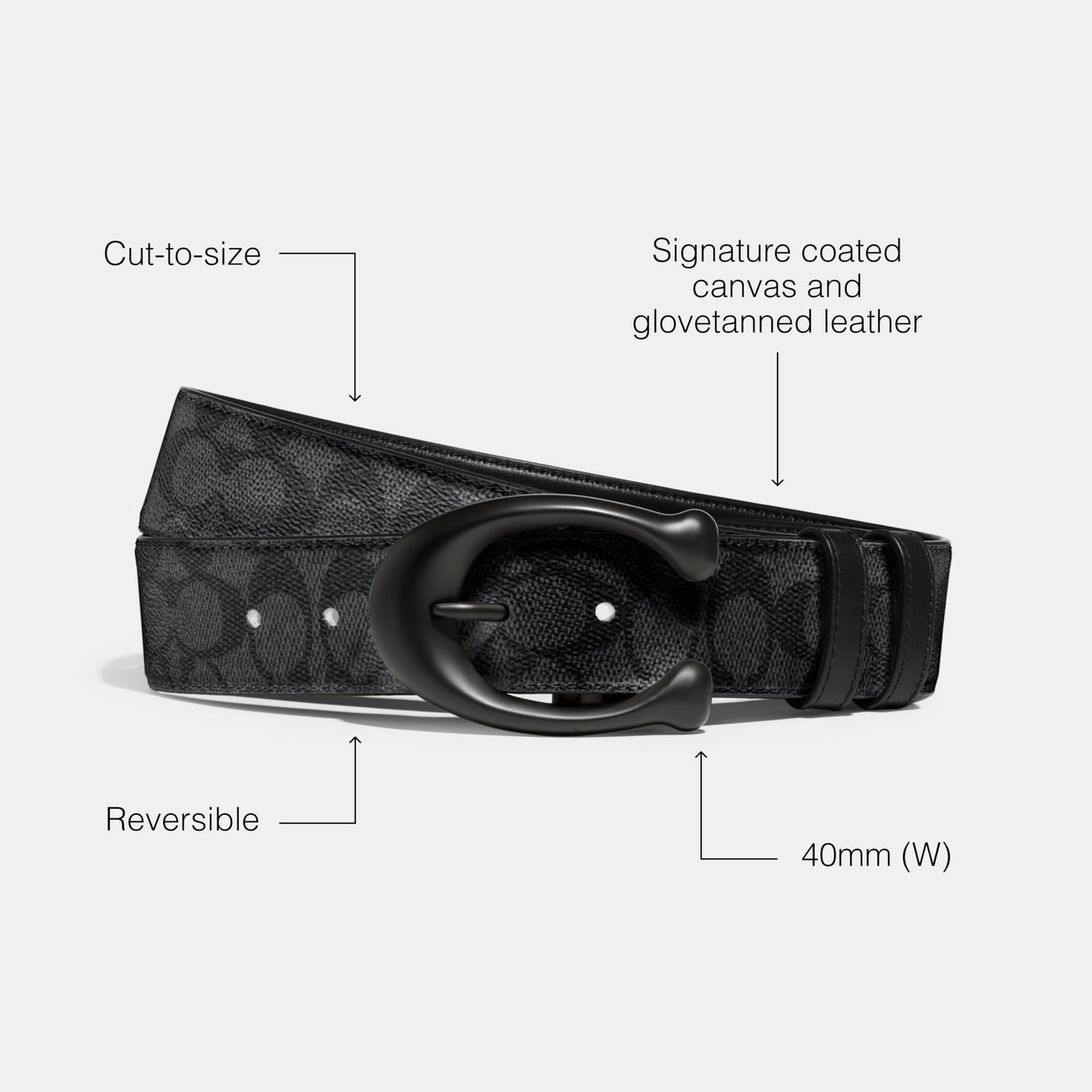 Coach Men's 40 Mm Sculpted C Belt, Black/Charcoal, One Size