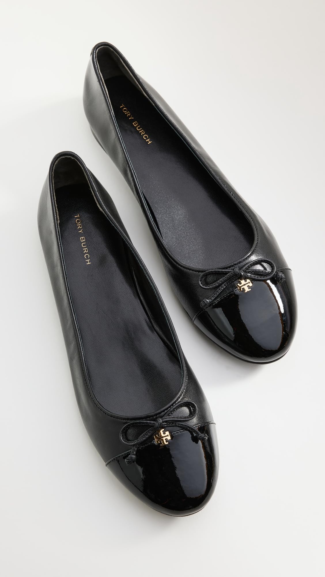 Tory Burch Women's Cap Toe Ballet Flats, Perfect Black, 9 Medium US