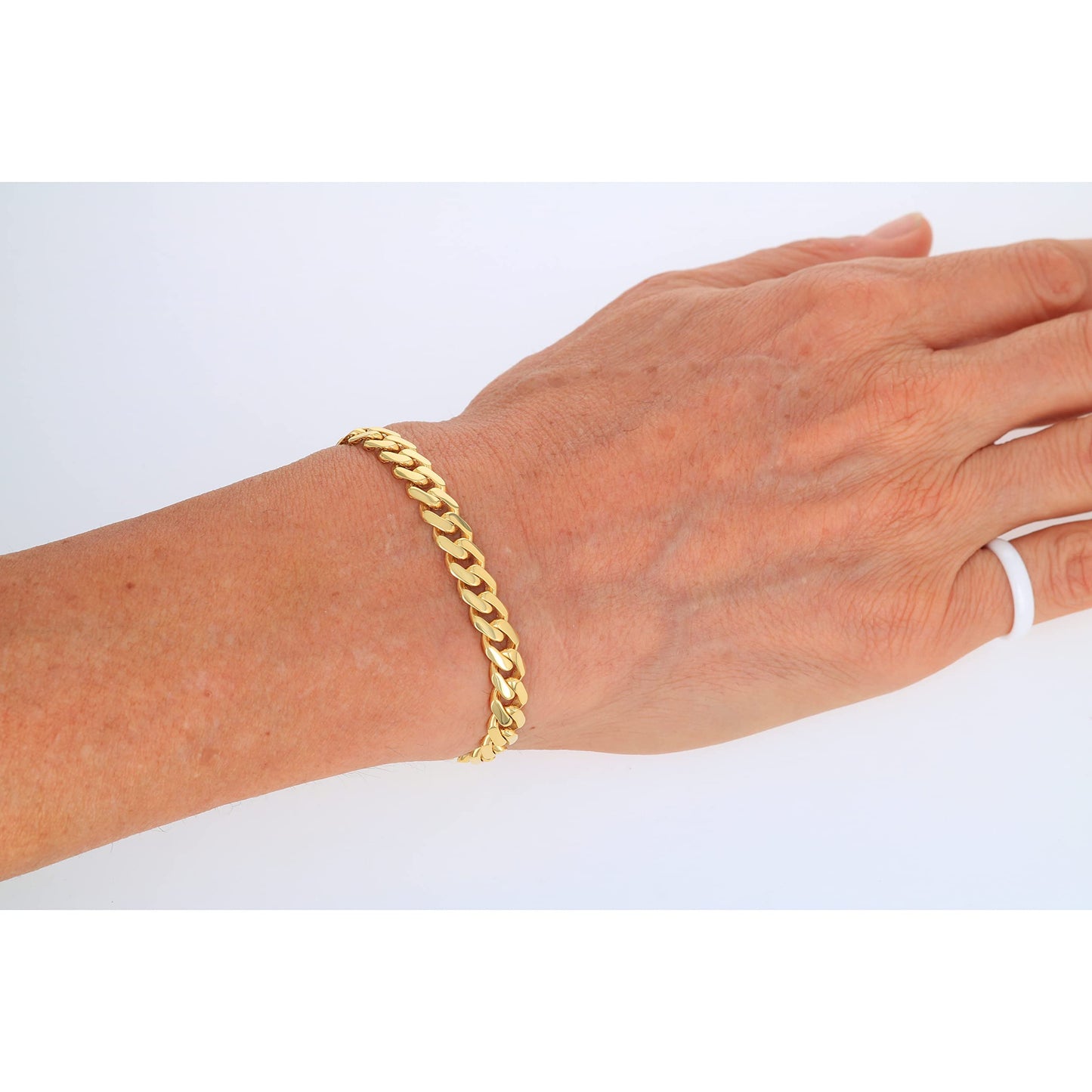 Nuragold 14k Yellow Gold 7.5mm Royal Monaco Miami Cuban Link Chain Bracelet, Mens Womens Fancy Box Clasp 7" 7.5" 8" 8.5" 9"