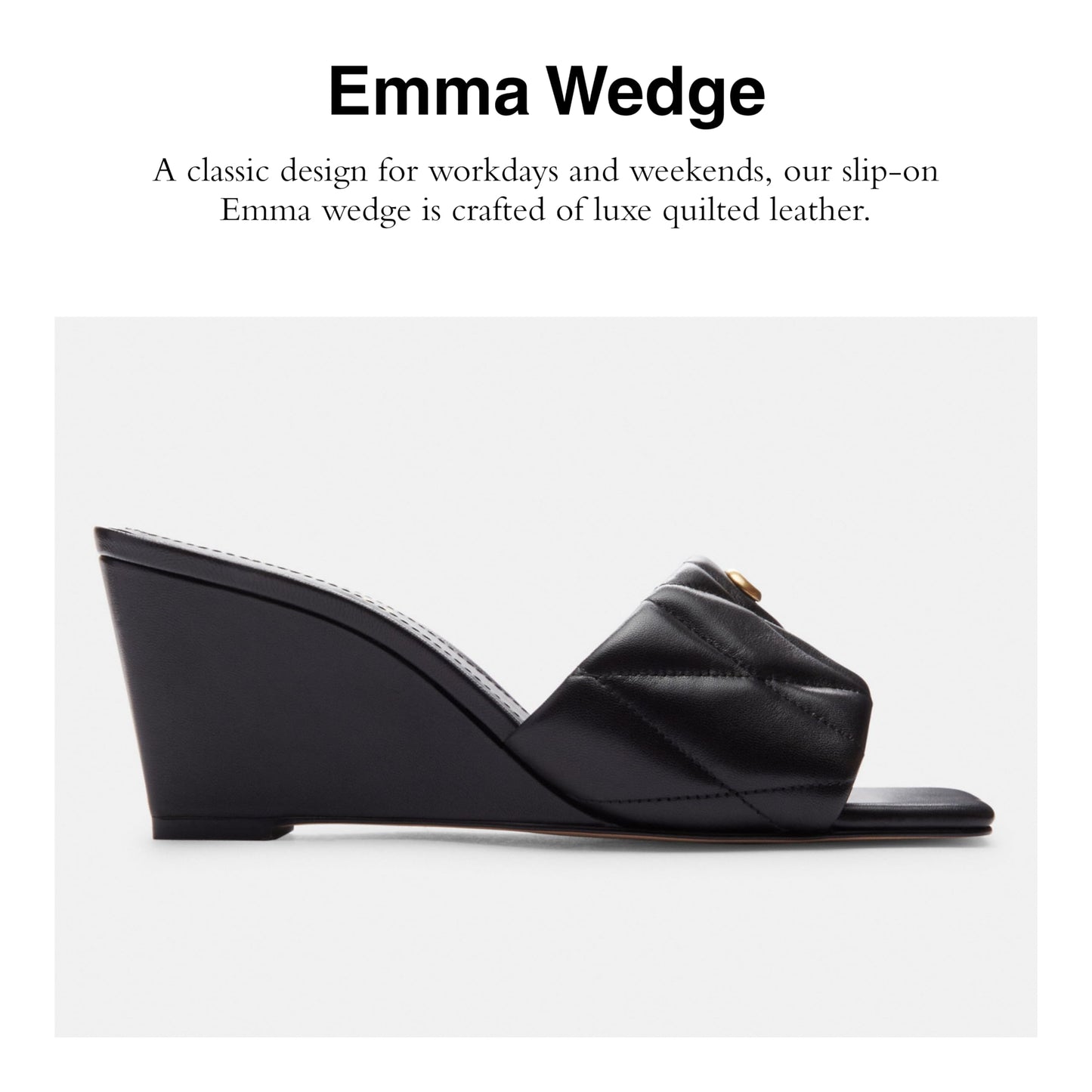 Coach Women's Emma Wedge Sandal, Black, 8