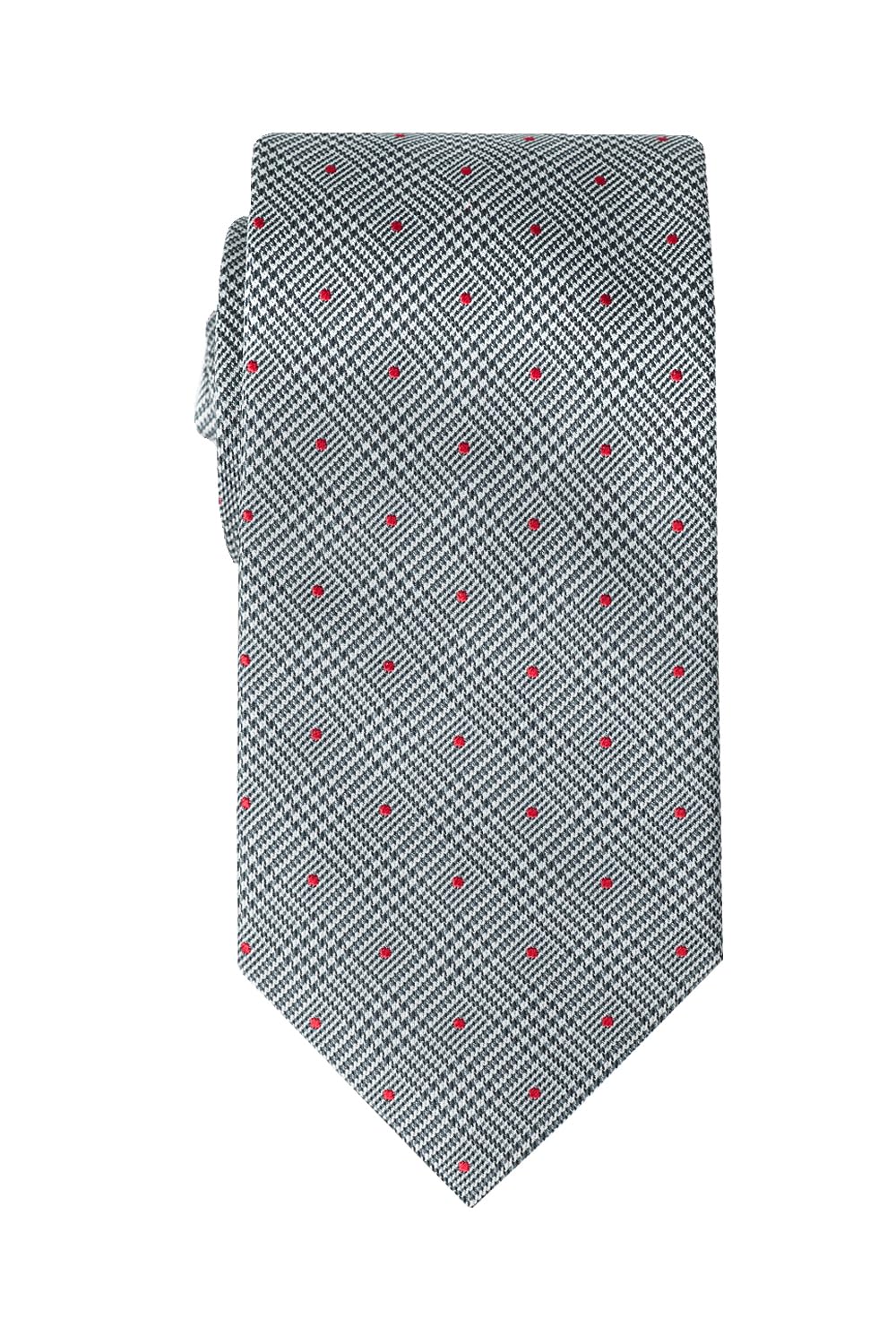Remo Sartori Made in Italy Men's Micro Pattern Necktie, 3.34'' Width, Silk (Red)