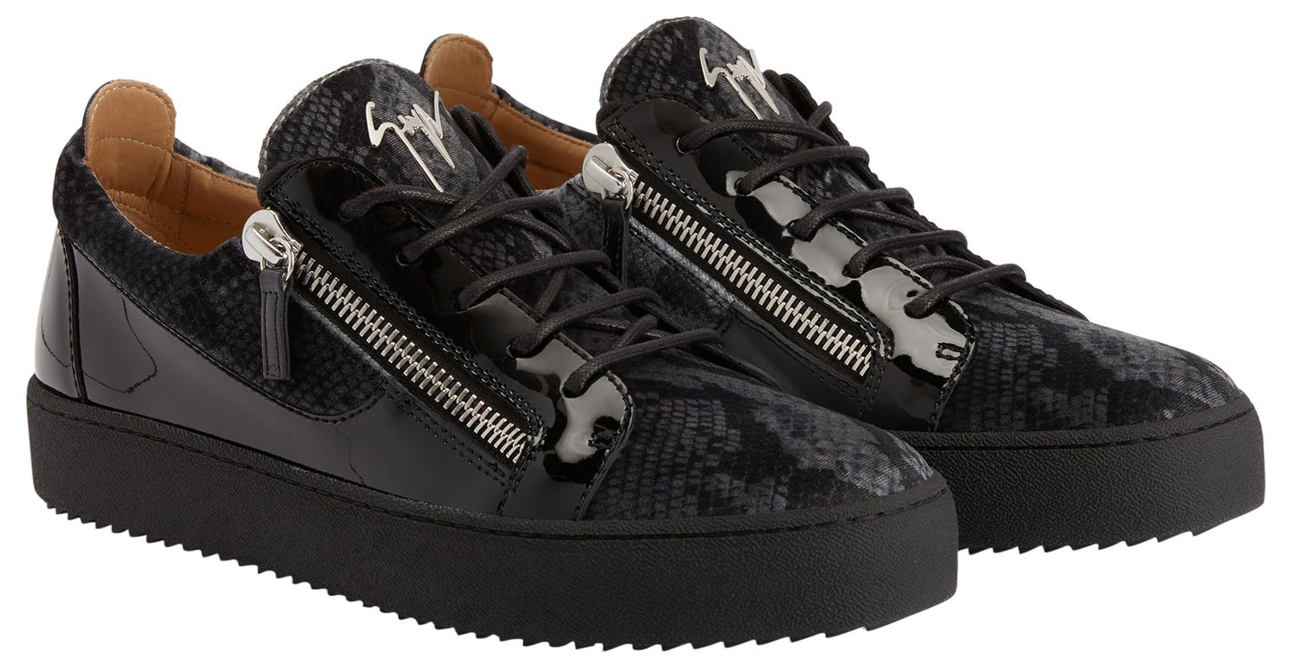 Giuseppe Zanotti, Frankie Velvet Low Top Sneakers, 14, Black