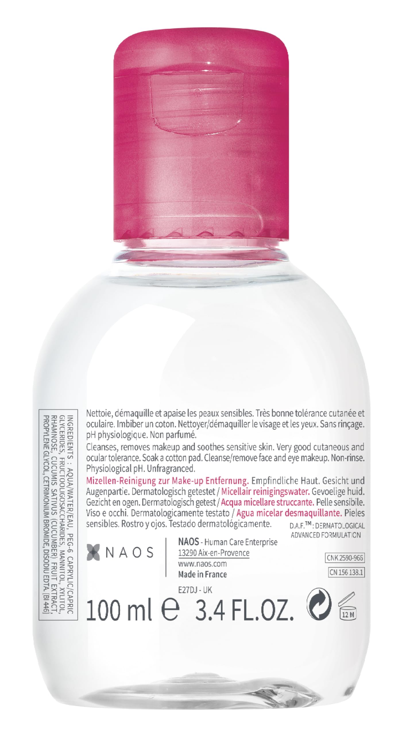 Bioderma - Sensibio H2O - Micellar Water - Cleansing and Make-Up Removing - Refreshing feeling - for Sensitive Skin, 3.4 Fl Oz (Pack of 1)