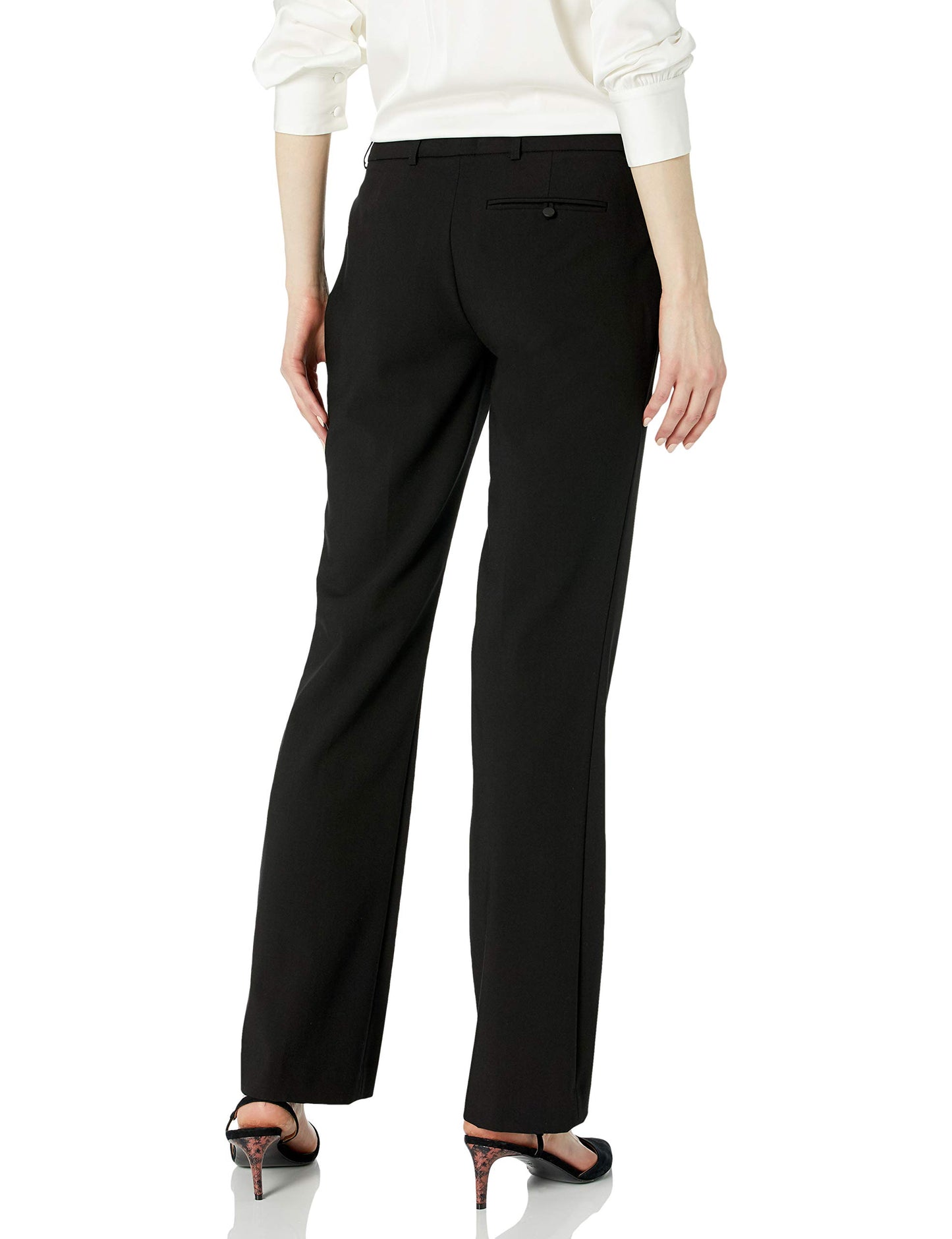 Calvin Klein Women's Classic Fit Straight Leg Lux Suit Pant, Black, 12