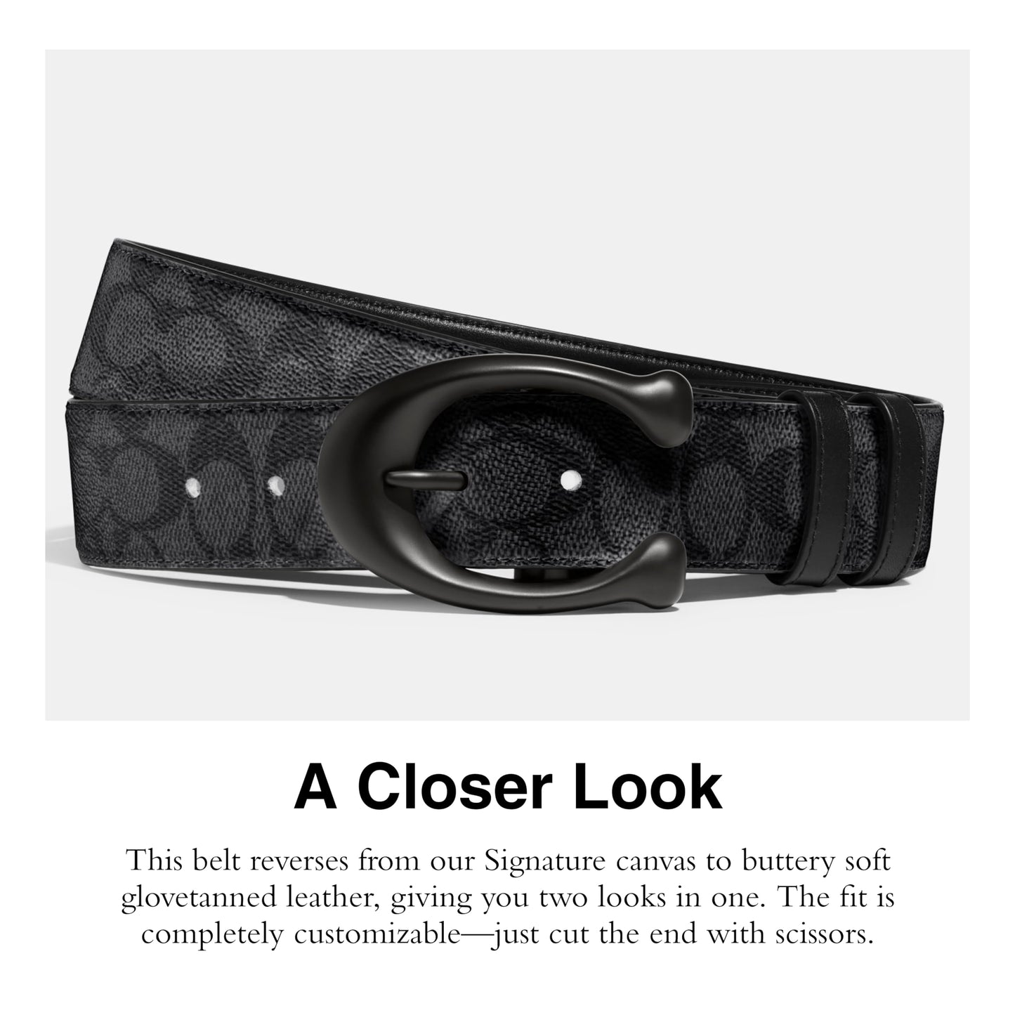 Coach Men's 40 Mm Sculpted C Belt, Black/Charcoal, One Size
