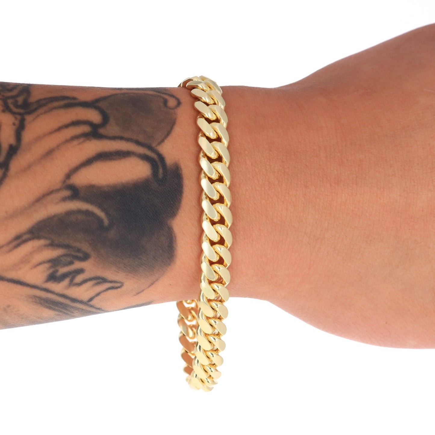Nuragold 14k Yellow Gold 8mm Solid Miami Cuban Link Chain Bracelet, Mens Jewelry Box Clasp 7" 7.5" 8" 8.5" 9"