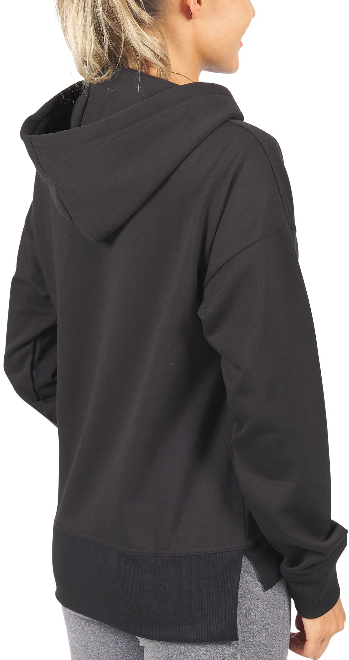 Nautica Competition Women's Active French Terry Pullover Sweatshirt Hoodie W/Pockets (Large, Black 2)