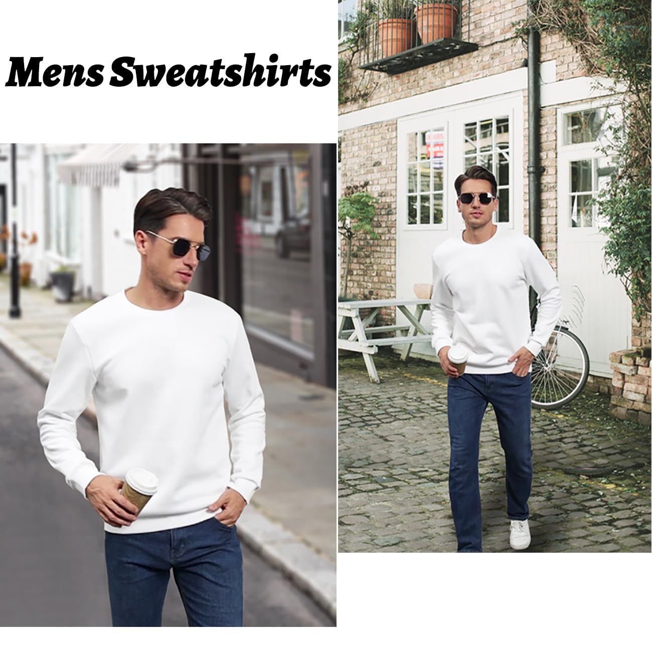 MAGCOMSEN Crew Neck Sweater For Men Crewneck Sweatshirt Sudaderas De Hombre Sweatshirts For Men Fleece Pullover Men Caucal Warm Sweatshirt Grey Pink