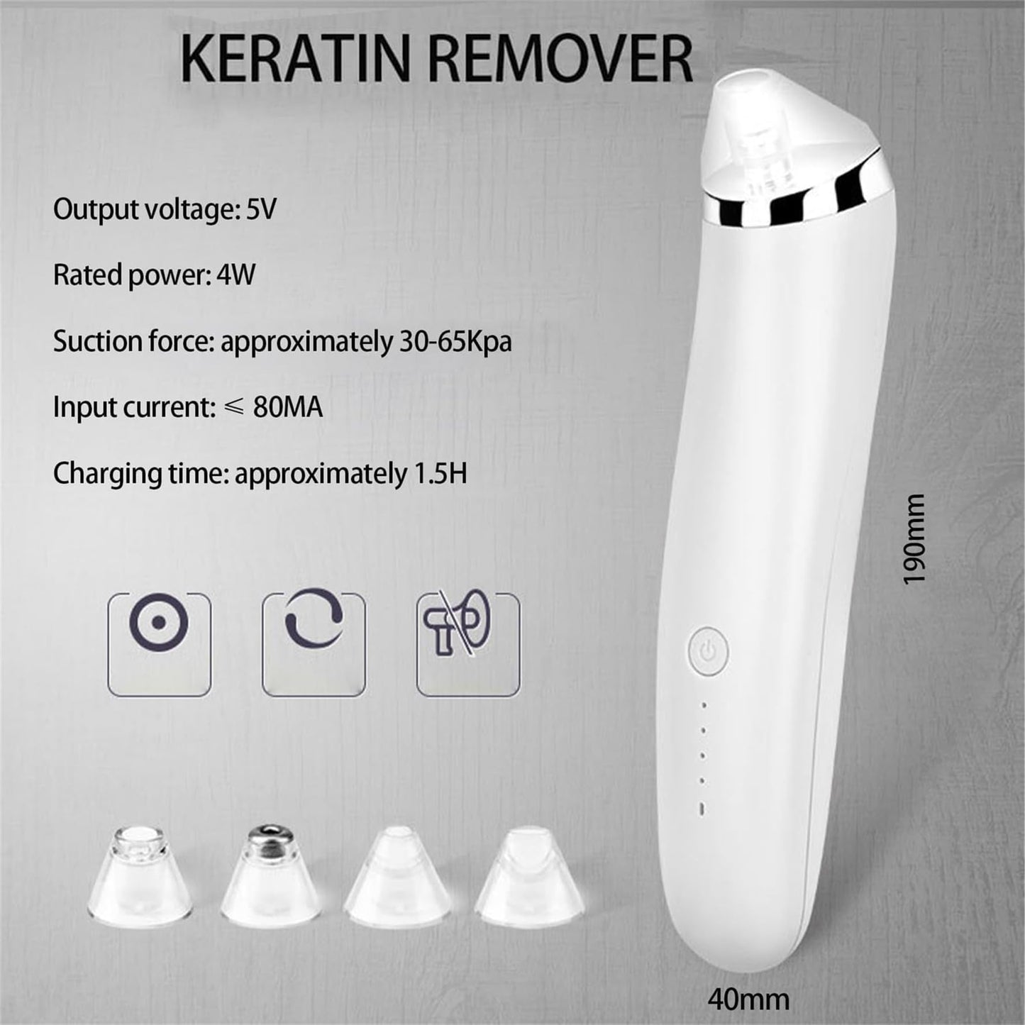 Keratin Remover, Blackhead Remover Pore Vacuum - Electric Face Vacuum Pore Cleaner Acne White Heads Removal with 3 Modes and 4 Suction Heads, Extractions Tool (White)