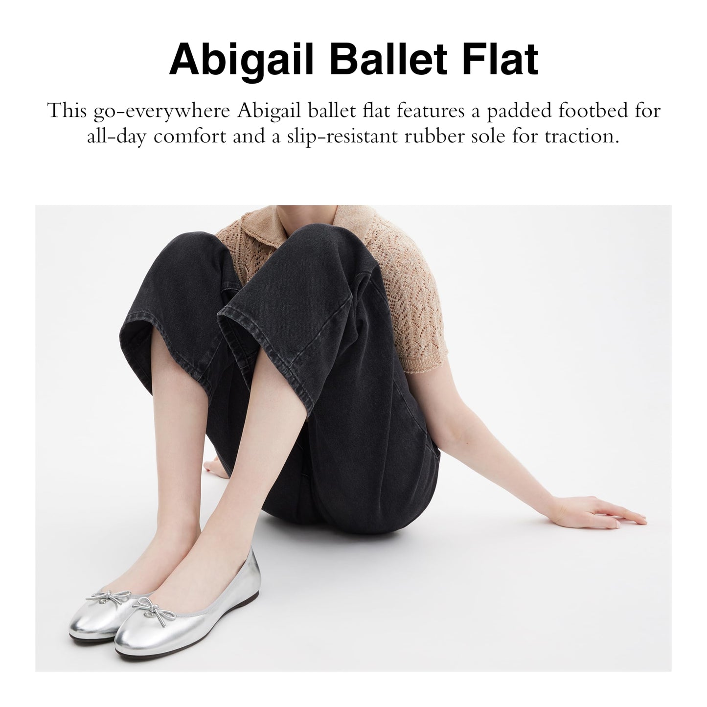 Coach Women's Abigail Metallic Leather Ballet Flat, Silver, 11