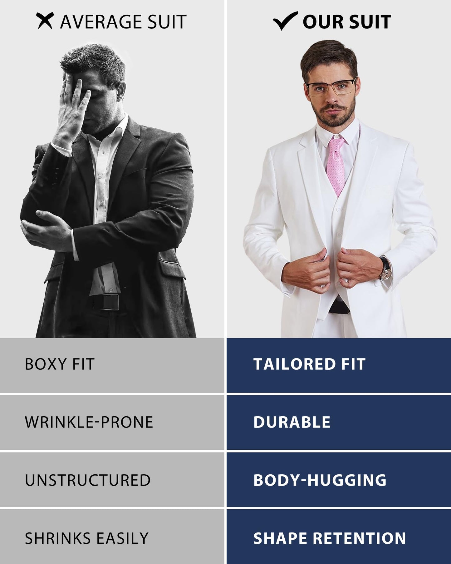 MY'S Men's 3 Piece Slim Fit Suit Set, 2 Button Blazer Jacket Vest Pants with Tie, Solid Wedding Dress Tux and Trousers Beige