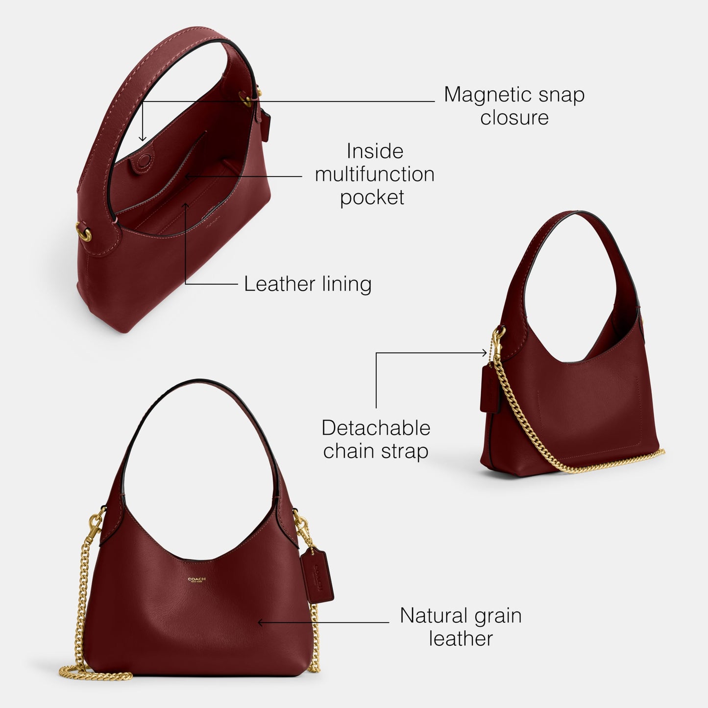 COACH Brooklyn Shoulder Bag 23, B4/Dark Ruby