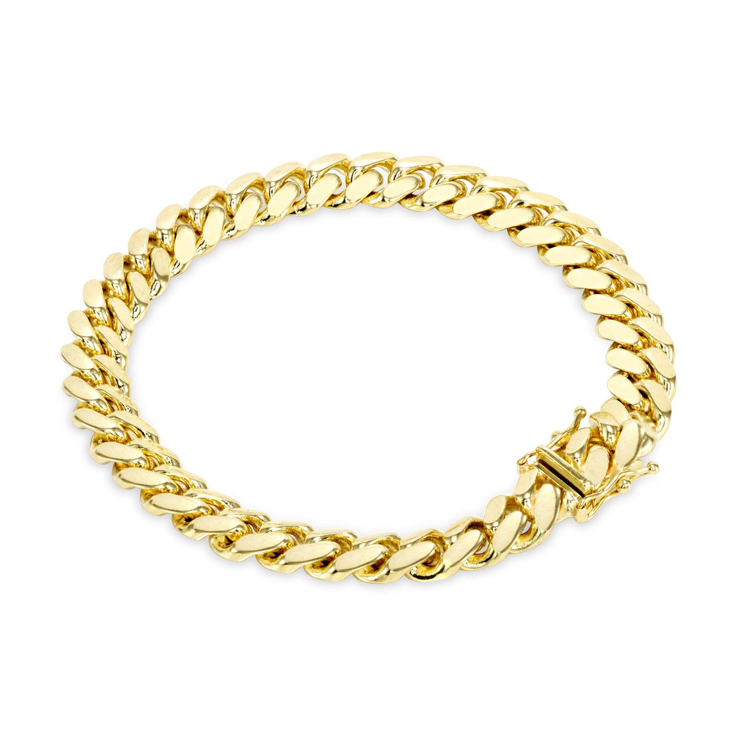 Nuragold 14k Yellow Gold 8mm Solid Miami Cuban Link Chain Bracelet, Mens Jewelry Box Clasp 7" 7.5" 8" 8.5" 9"