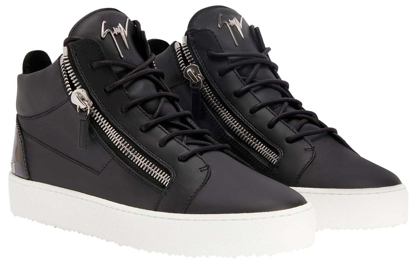 Giuseppe Zanotti, Kriss Mid Top Mirror Effect Men's Sneakers, 14, Black