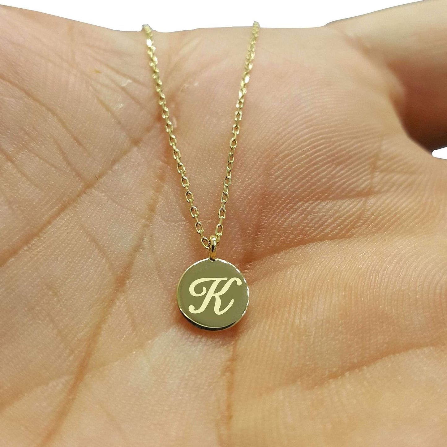 14K Solid Custom Engrave Disc Necklace, Personalized Dainty Solid Gold Charm Pendant, Real Gold 2 Side Engravable Multi Disc Pendant, Disc Charm Necklace Gift for Women Girls Mothers Kids