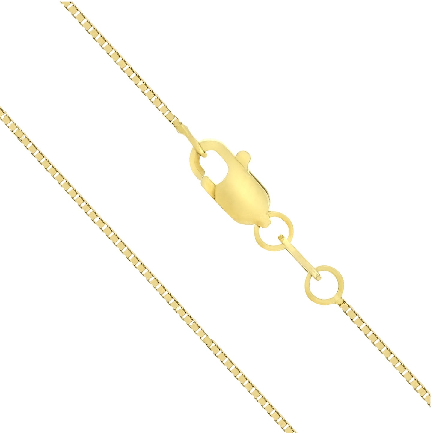 Honolulu Jewelry Company 14K Real Solid Yellow Gold 0.7mm Box Chain Necklace Lobster Clasp (20 Inches)