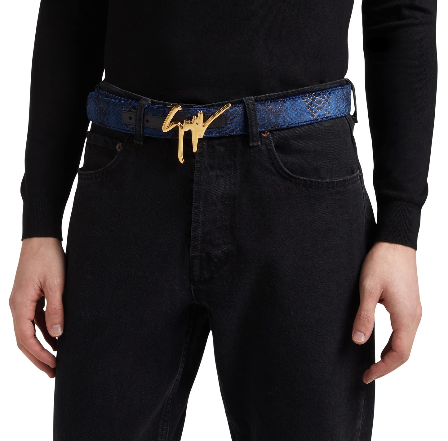 Giuseppe Zanotti, Giuseppe Reptile-Print Belt, One Size, Blue