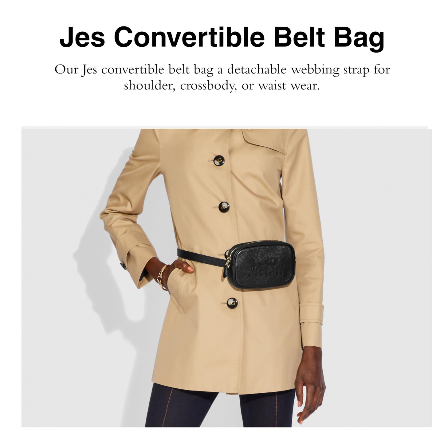 Coach Convertible Belt Bag, Black