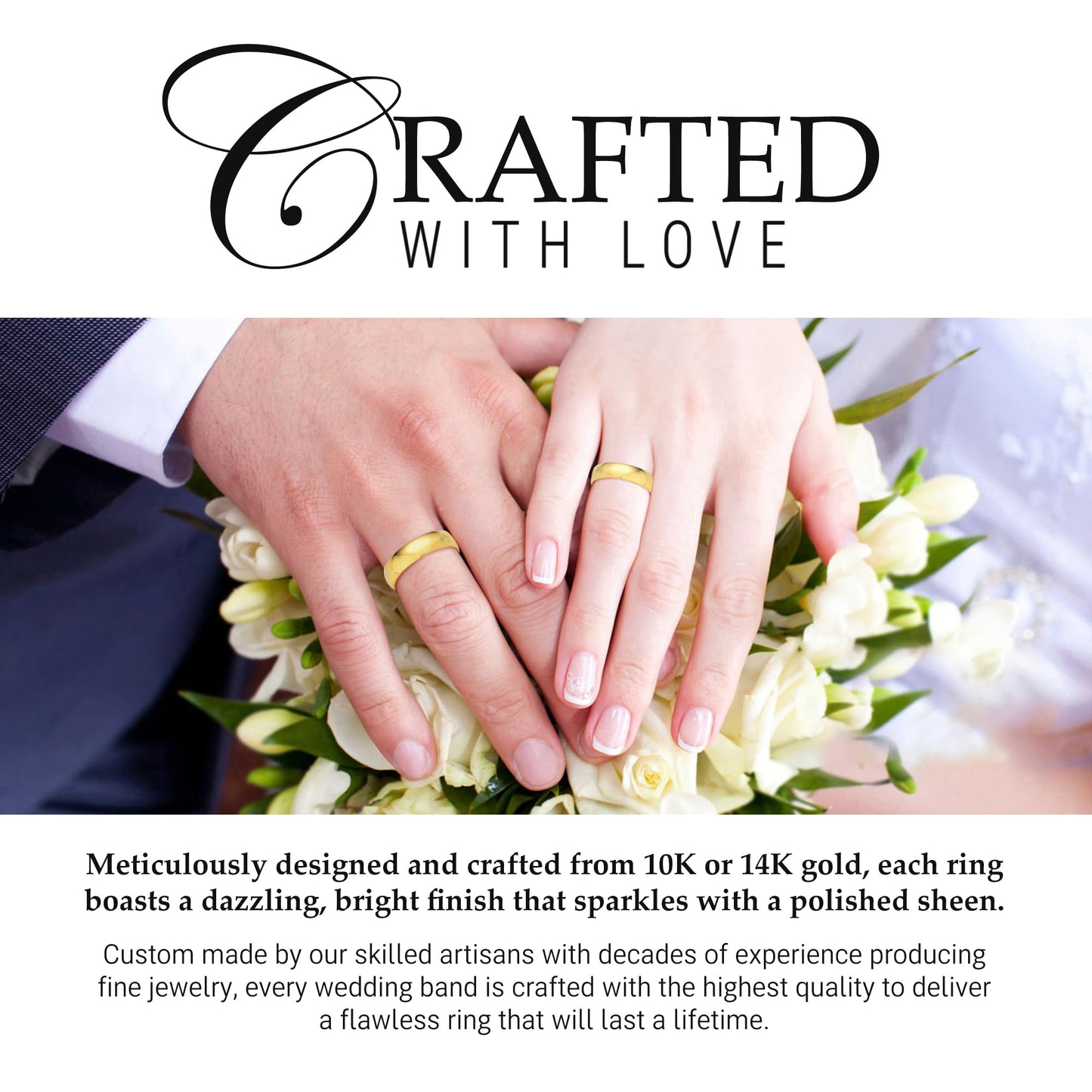 EWB Signature Jewelry 5mm Solid Gold Wedding Band, 14K Yellow Gold, Finger Size 8, Premium Collection of Gold Wedding Rings for Women and Men
