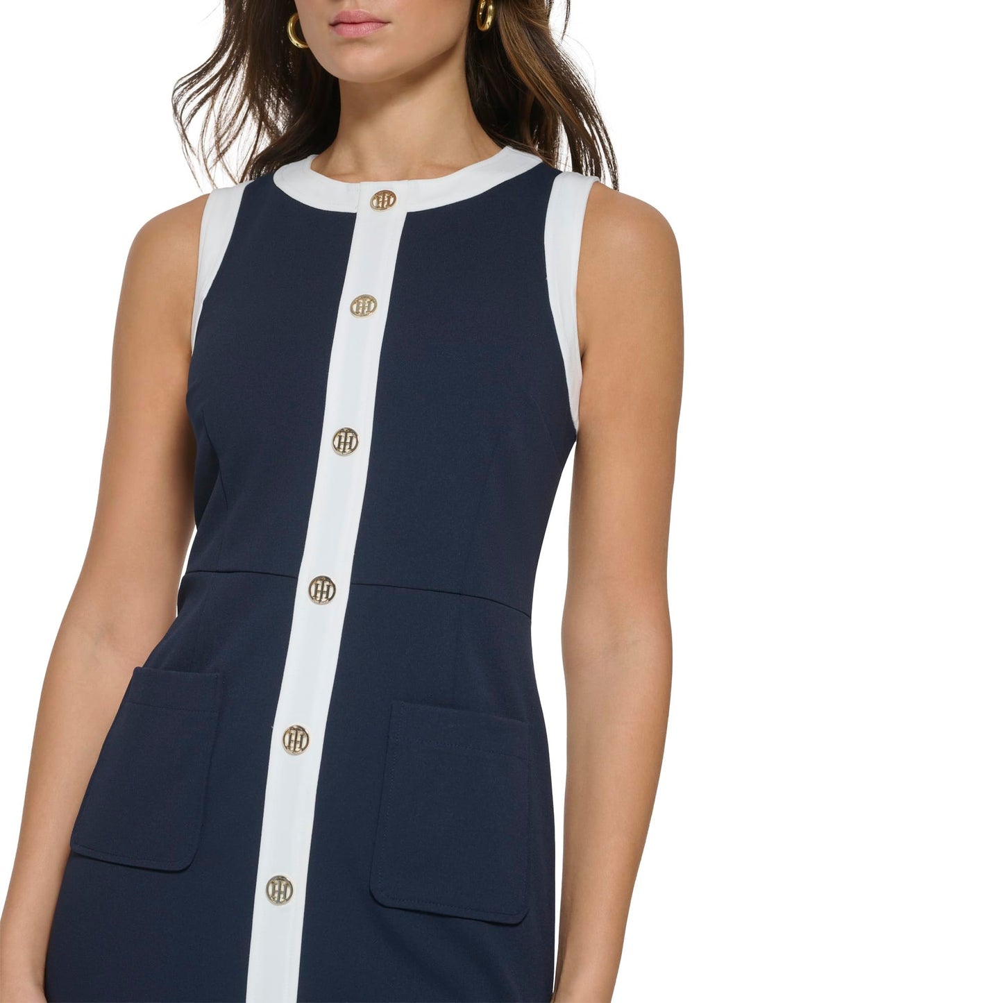 Tommy Hilfiger Women's Dresses Dress,Sky Captain/Ivory,14