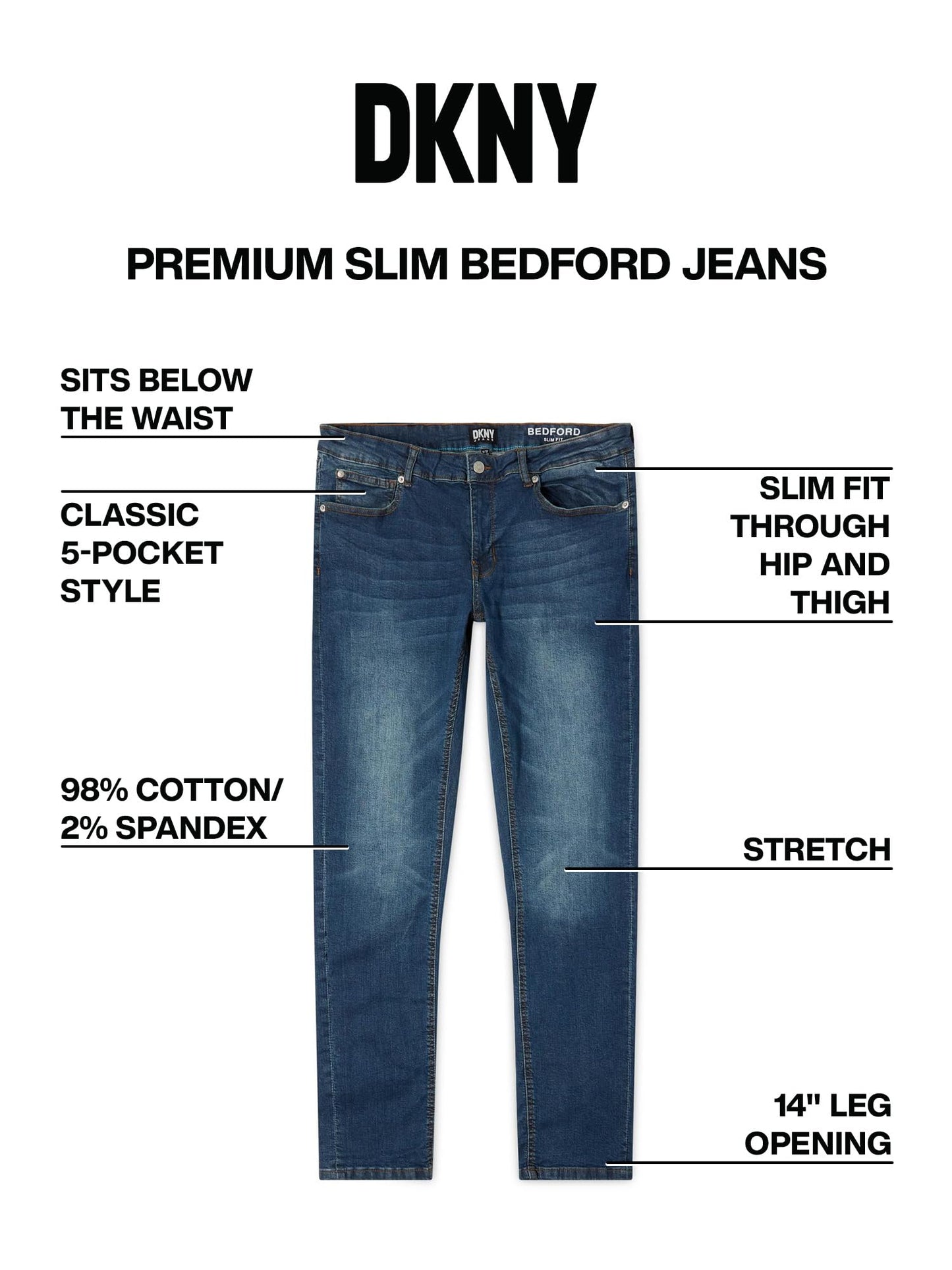 DKNY Jeans for Men - Premium Soft Slim Fit Mens Stretch Jeans