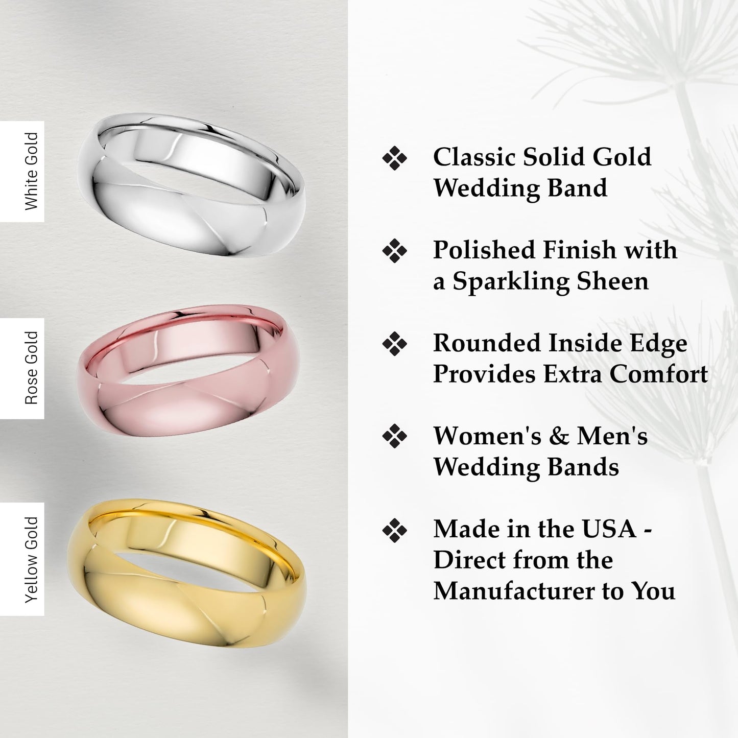 EWB Signature Jewelry 5mm Solid Gold Wedding Band, 14K Yellow Gold, Finger Size 8, Premium Collection of Gold Wedding Rings for Women and Men
