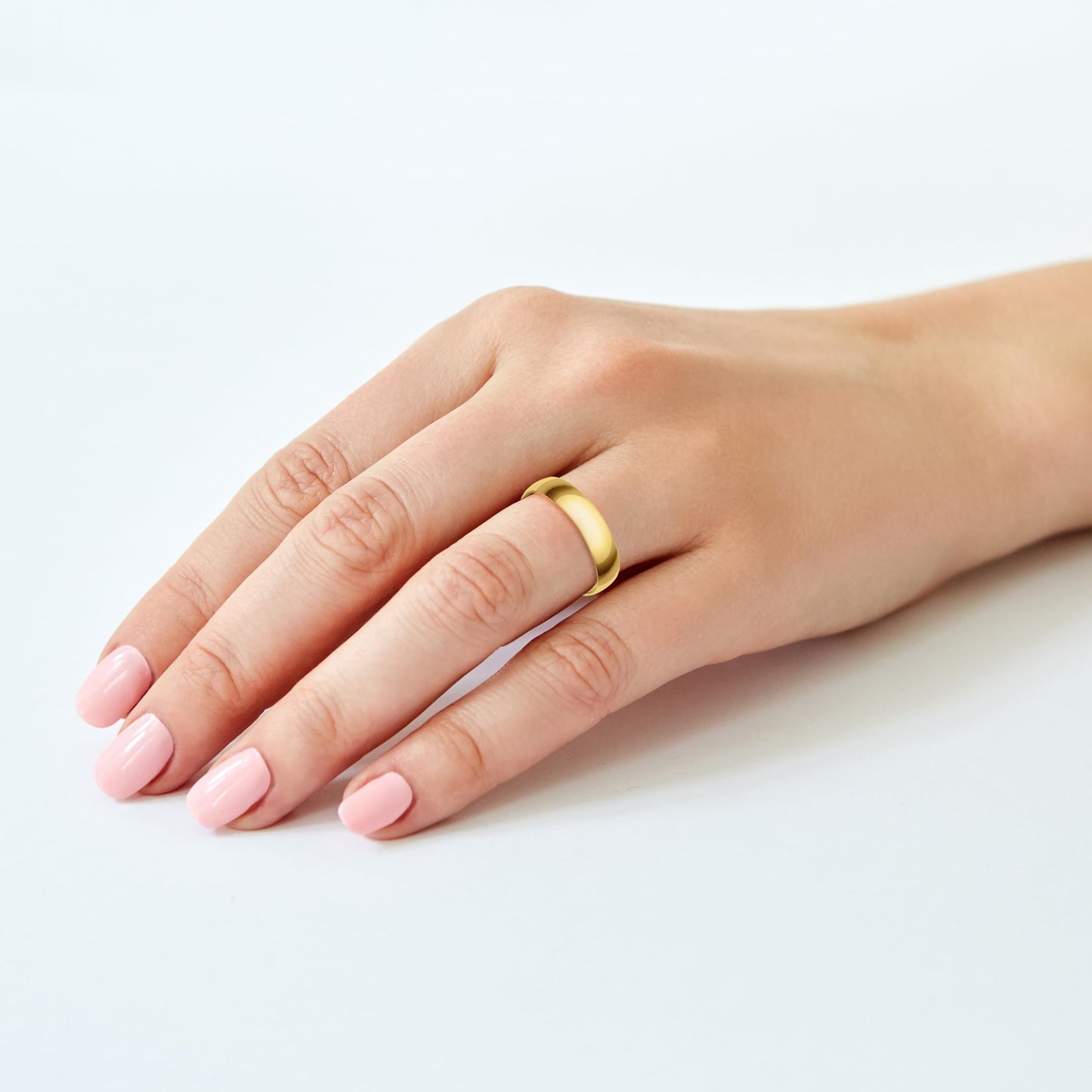 Women's 4MM Solid Gold Rings – Classic, Lightweight 10K Yellow Gold Jewelry; Durable Plain Wedding Band for Women; Comfortable, Well-Polished Womens Wedding Bands, Size 7, by Brilliant Expressions