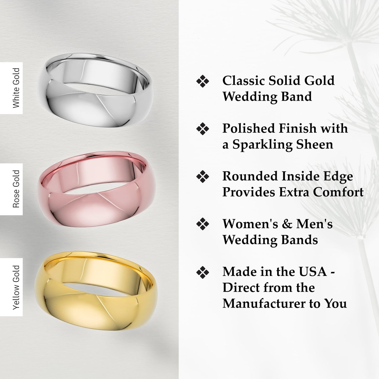 EWB Signature Jewelry Classic 6mm Solid Gold Wedding Band in 14K Yellow Gold, Comfort Fit, Finger Size 9