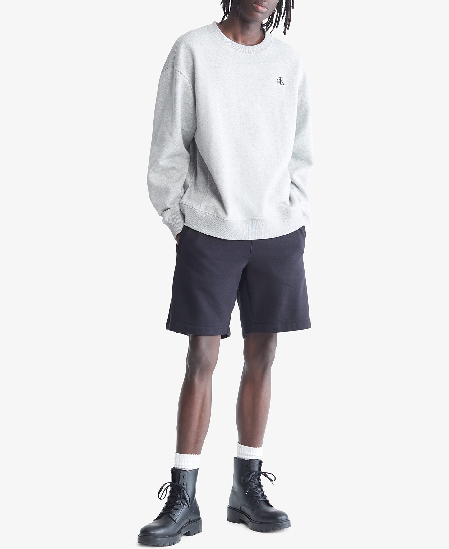 Calvin Klein Men's Relaxed Fit Monogram Logo Fleece Sweatshirt