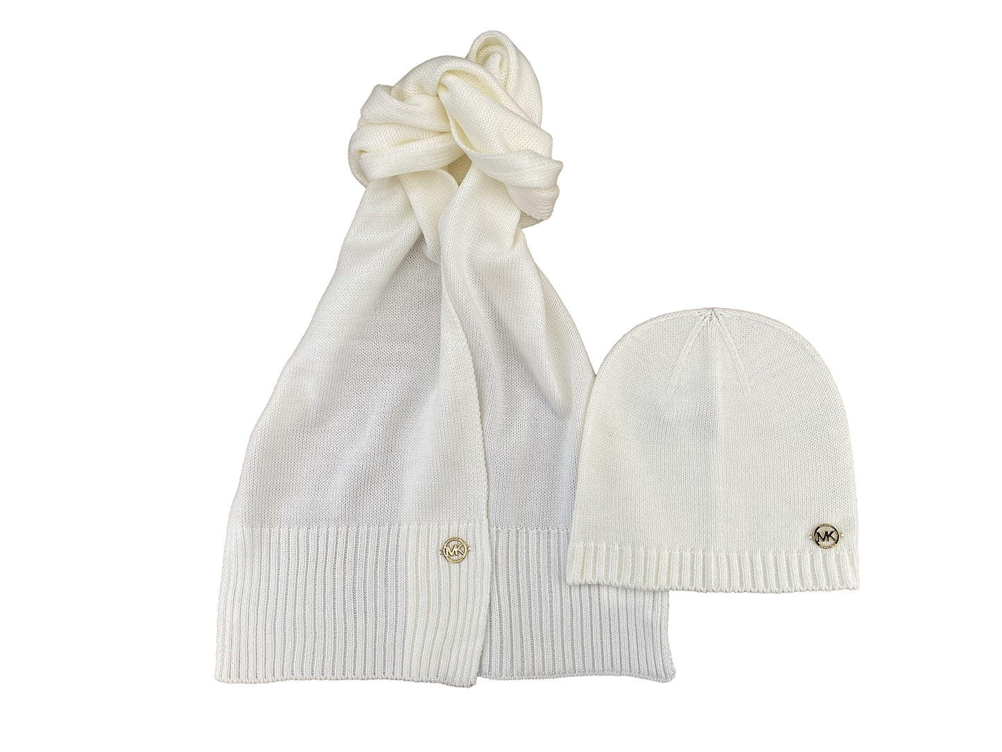 Michael Michael Kors Women`s Scarf And Hat 2 Piece Set (White(539227C0-151)/G, One Size)