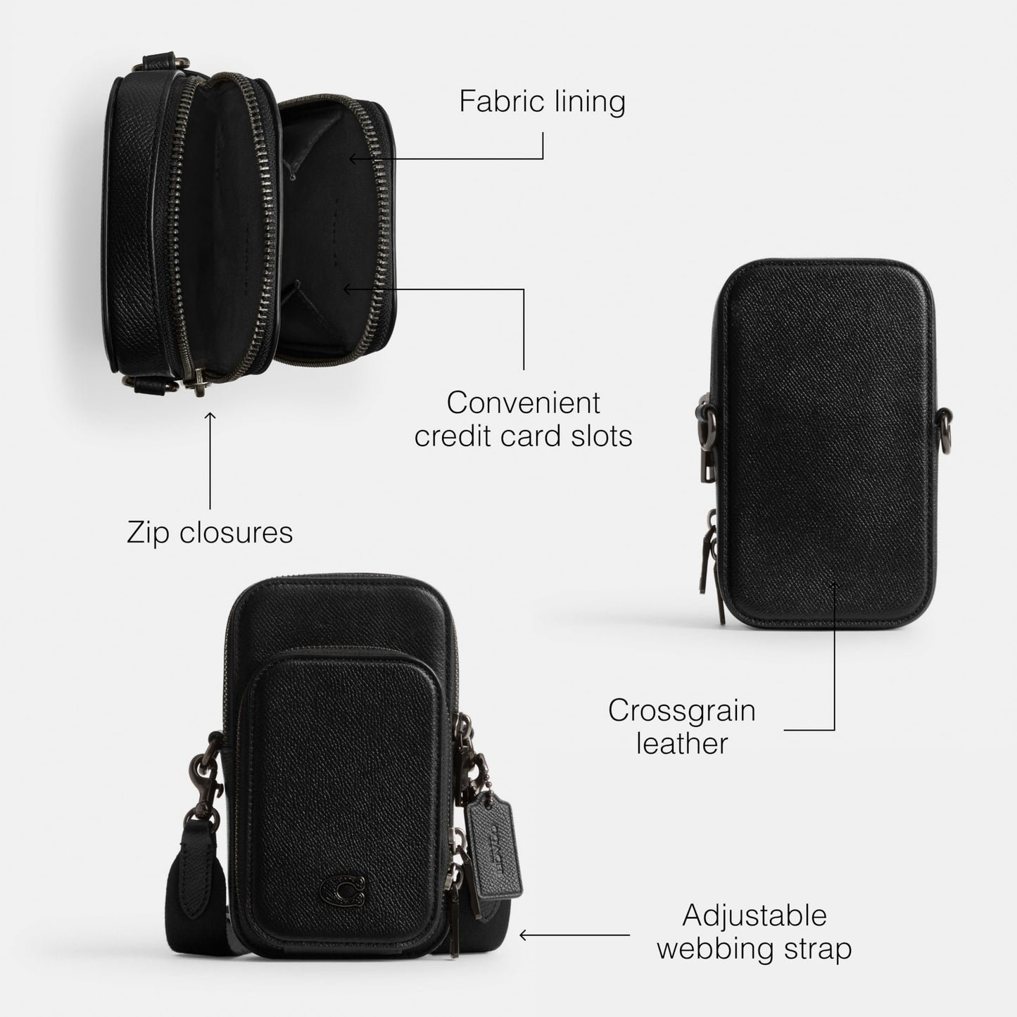 Coach Phone Crossbody in Crossgrain Leather