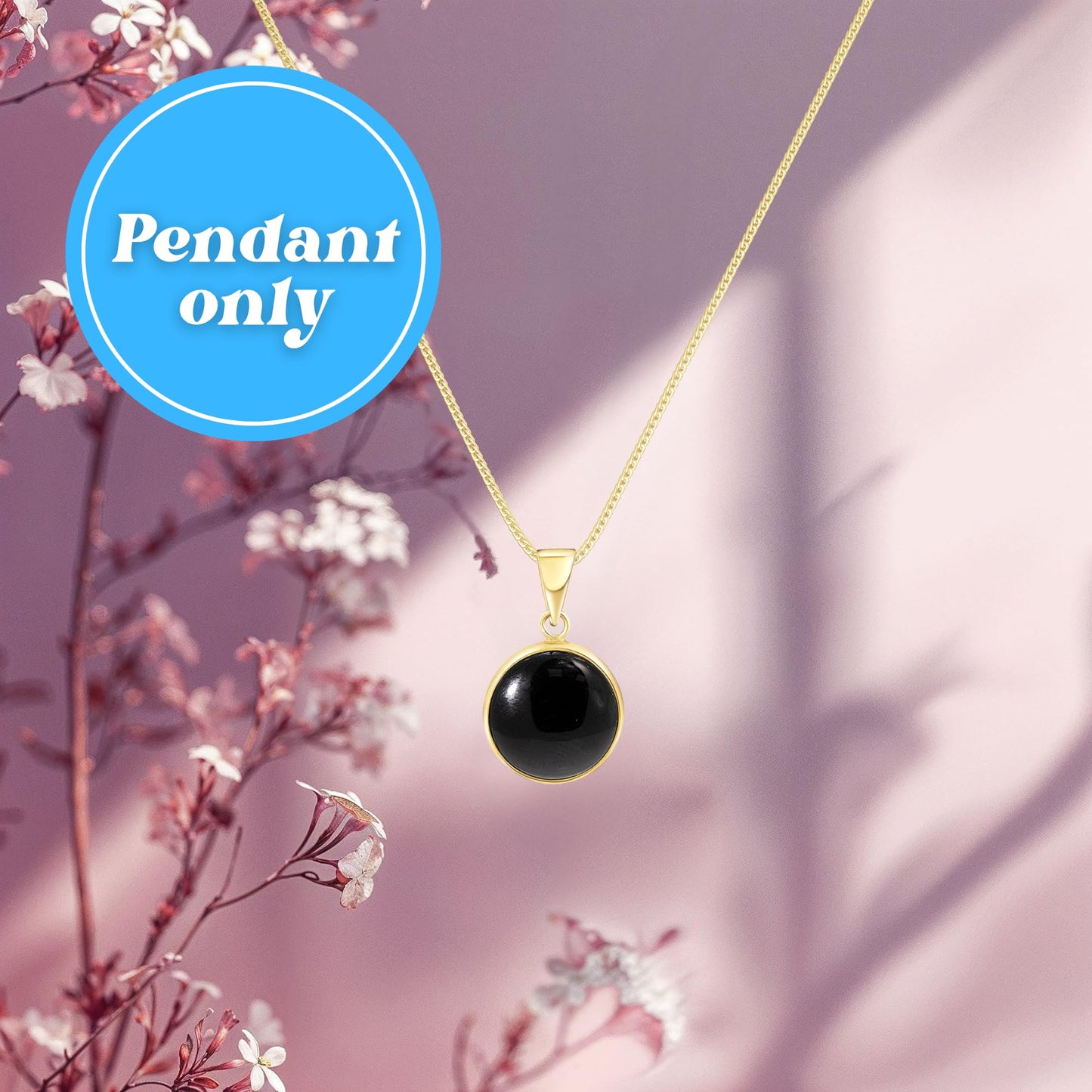 14K Gold Onyx Pendant - 14K Solid Yellow Gold Pendant, Dainty 12mm Round Black Onyx Gemstone, December Birthstone Handmade Minimalist Jewelry, Leo Star Sign Birthday Gift for Classy Women