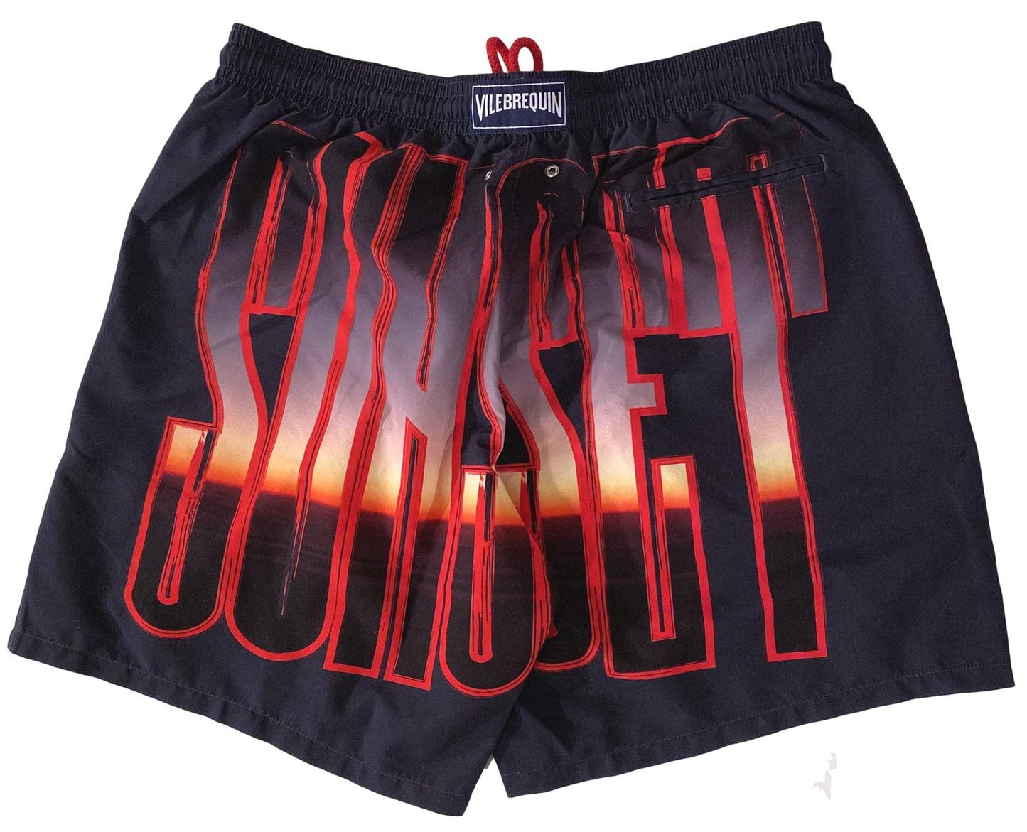 SWIM Vilebrequin Men's Sunrise-Front and Sunset-Back Graphic MOOPEA Trunks Caviar 3XL