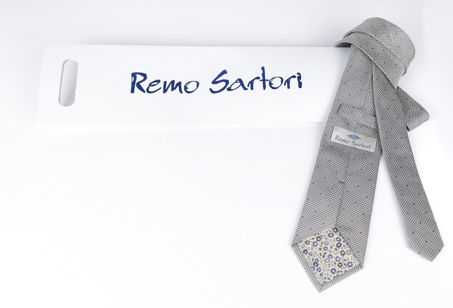 Remo Sartori Made in Italy Men's Micro Pattern Necktie, 3.34'' Width, Silk (Red)
