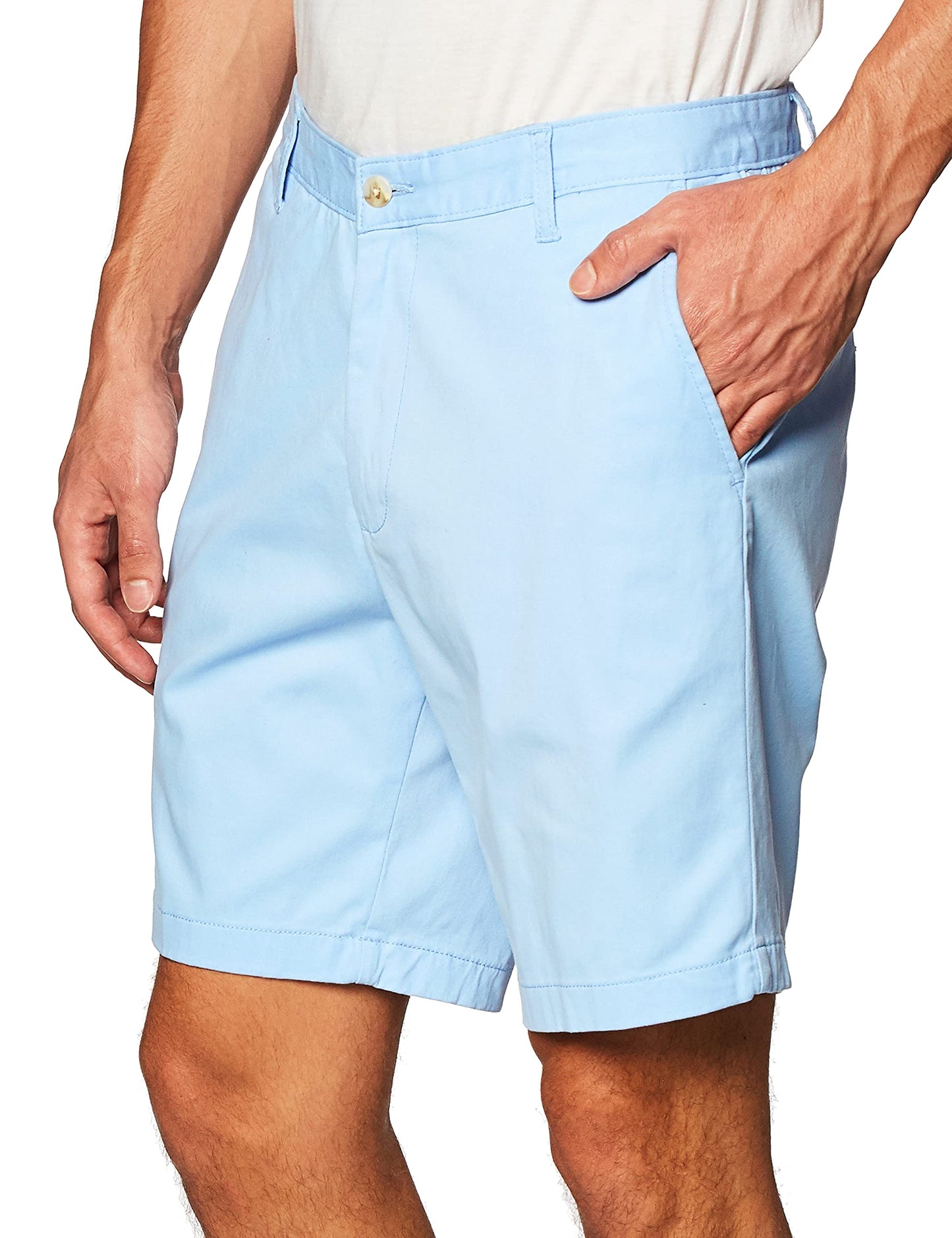 Nautica Men's Classic Fit Flat Front Stretch Solid Chino 8.5" Deck Shorts, Noon Blue, 33W