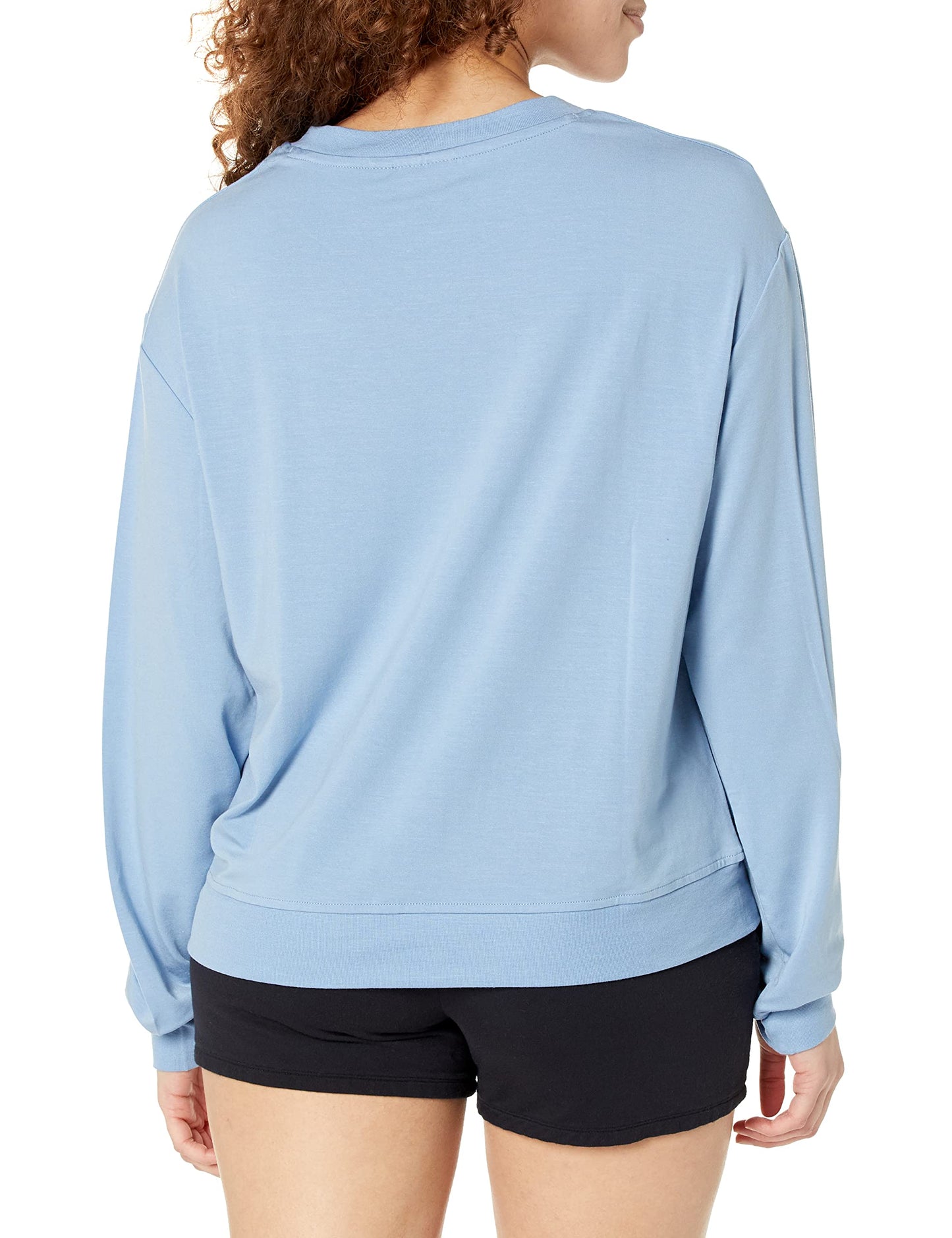 HUGO Women's Jersey Center Logo Lounge Sweatshirt, Sky Blue, L