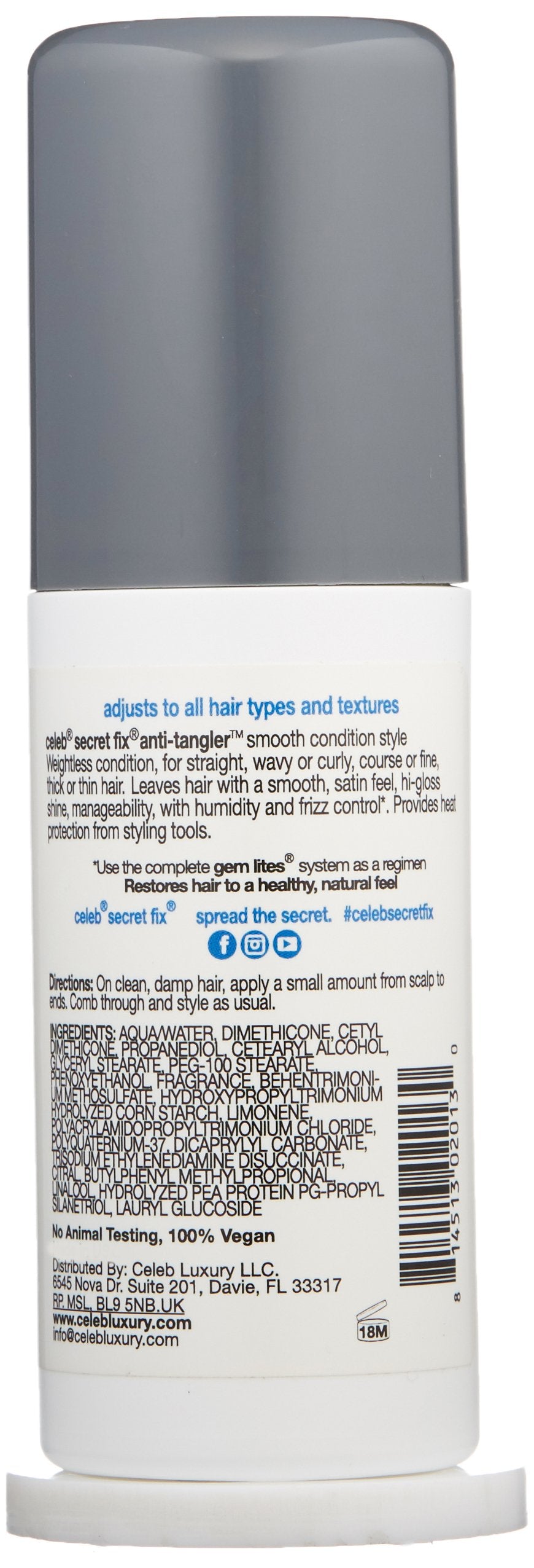 Celeb Luxury Gem Lites Secret Fix Hair Styler, Hi-Gloss Shine Leave-In Spray Conditioner, 3.4 Ounce