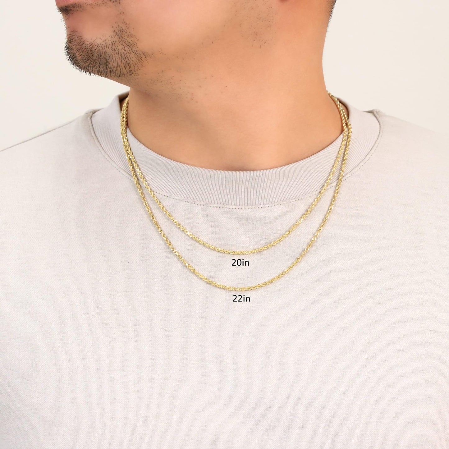 Nuragold 14k Yellow Gold 2mm Rope Chain Diamond Cut Necklace, Mens Womens Jewelry 16" 18" 20" 22" 24" 26" 28" 30"