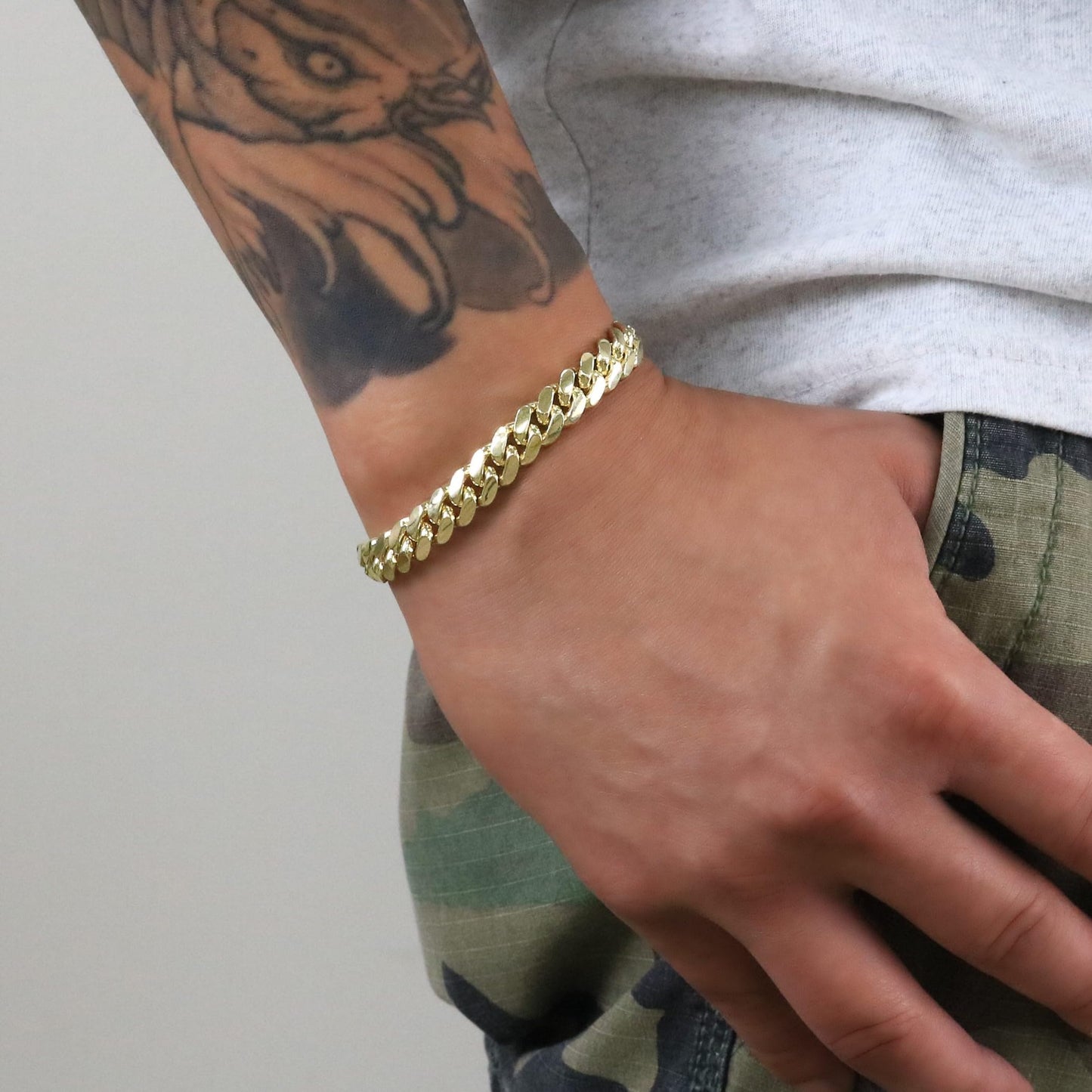 Nuragold 14k Yellow Gold 8mm Solid Miami Cuban Link Chain Bracelet, Mens Jewelry Box Clasp 7" 7.5" 8" 8.5" 9"