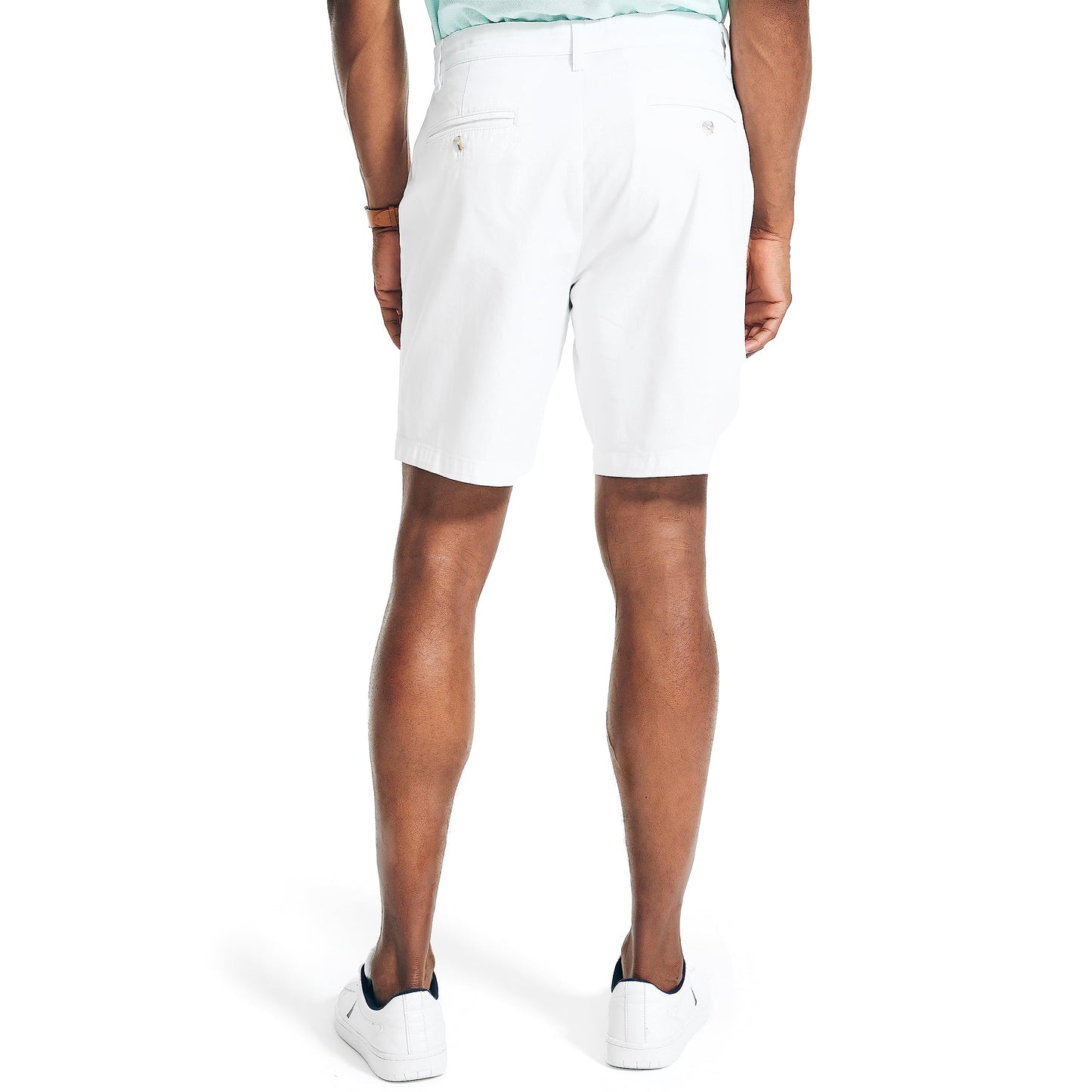 Nautica mens Classic Fit Flat Front Stretch Solid Chino "Deck" Casual Shorts, Bright White, 32 US