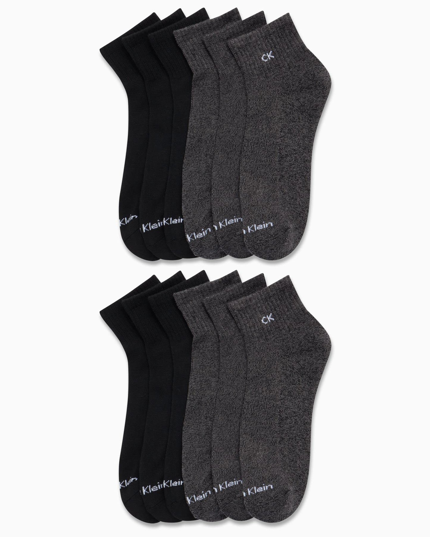 Calvin Klein Men's Socks - Athletic Cushioned Quarter Cut Ankle Socks (12 Pack), Size 712, GreyBlack