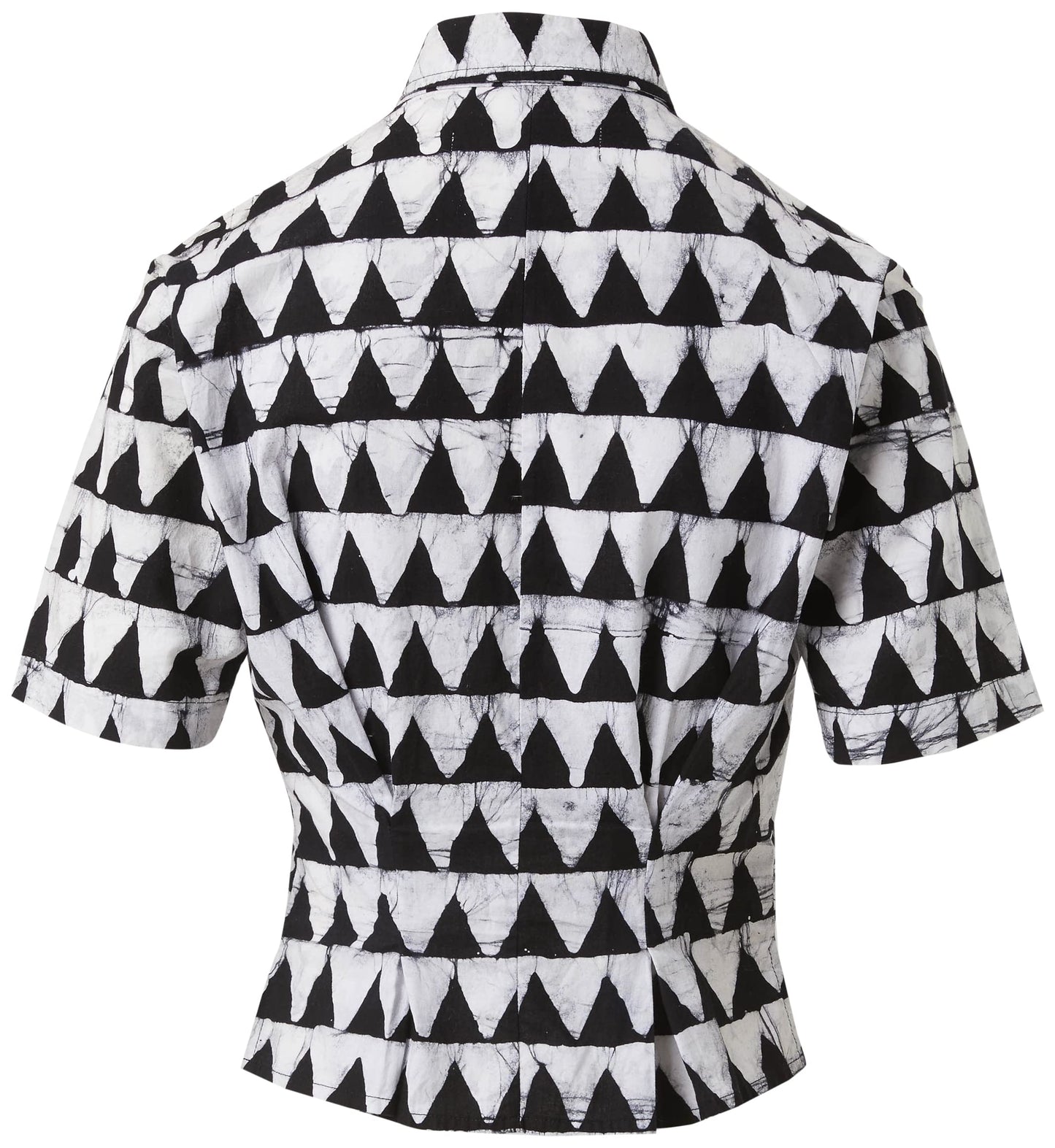 hand-batik Cotton Fitted Shirt, Black, M