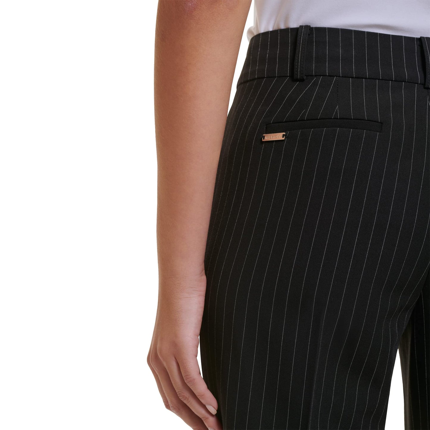 Tommy Hilfiger Pinstripe Sutton Bootcut Pants Black/Ivory 10